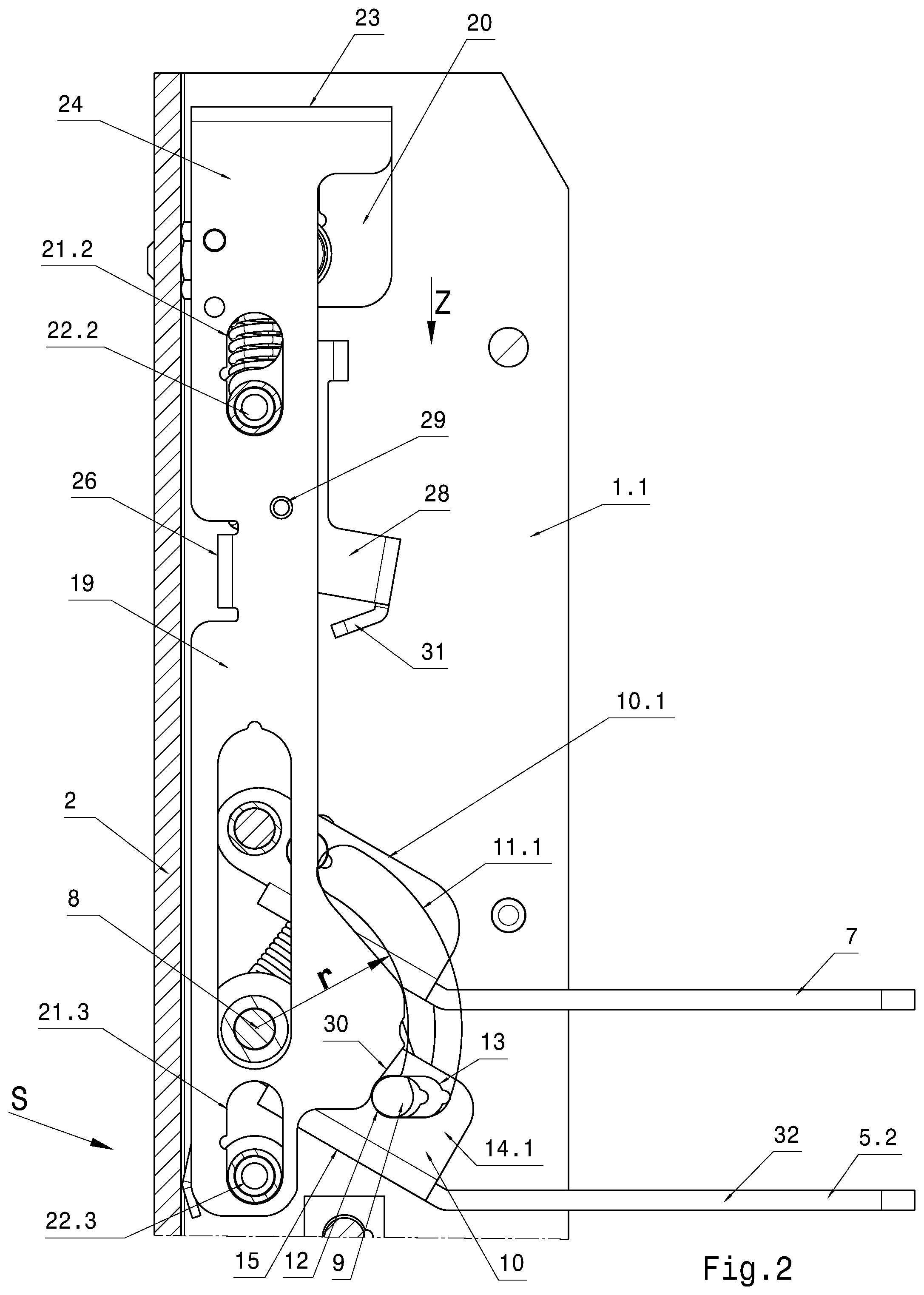 Patent US12583094 Figure 2 – Contactless locking of ratchet columns