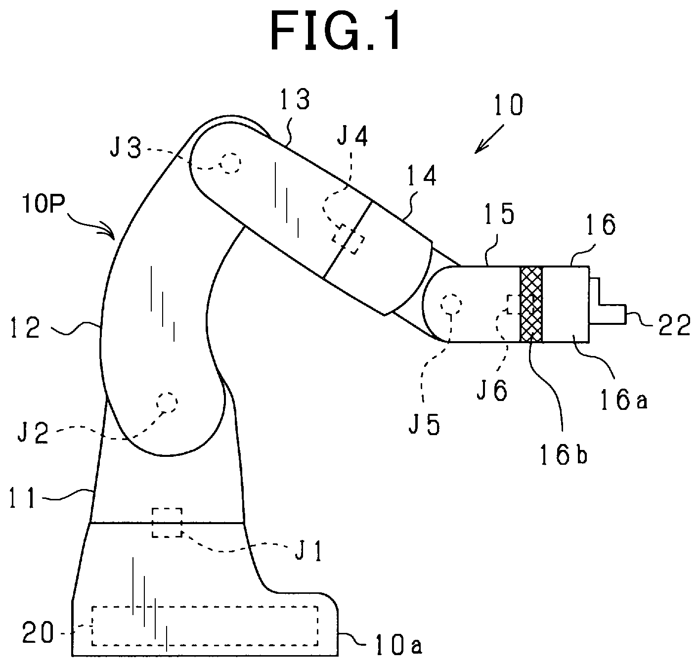 Patent US12583100 Figure 1 – Robot to which direct teaching is applied