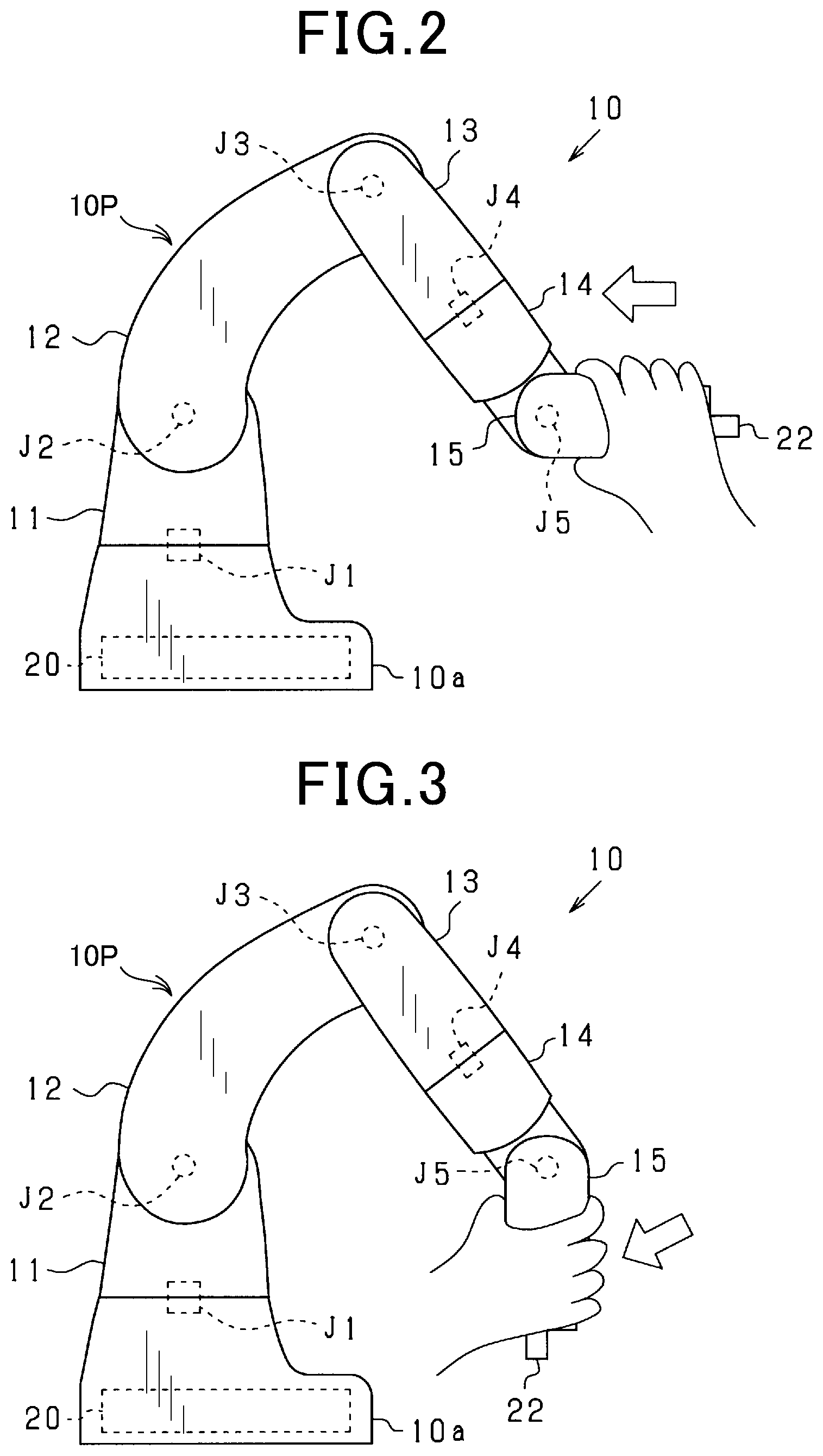 Patent US12583100 Figure 2 – Robot to which direct teaching is applied