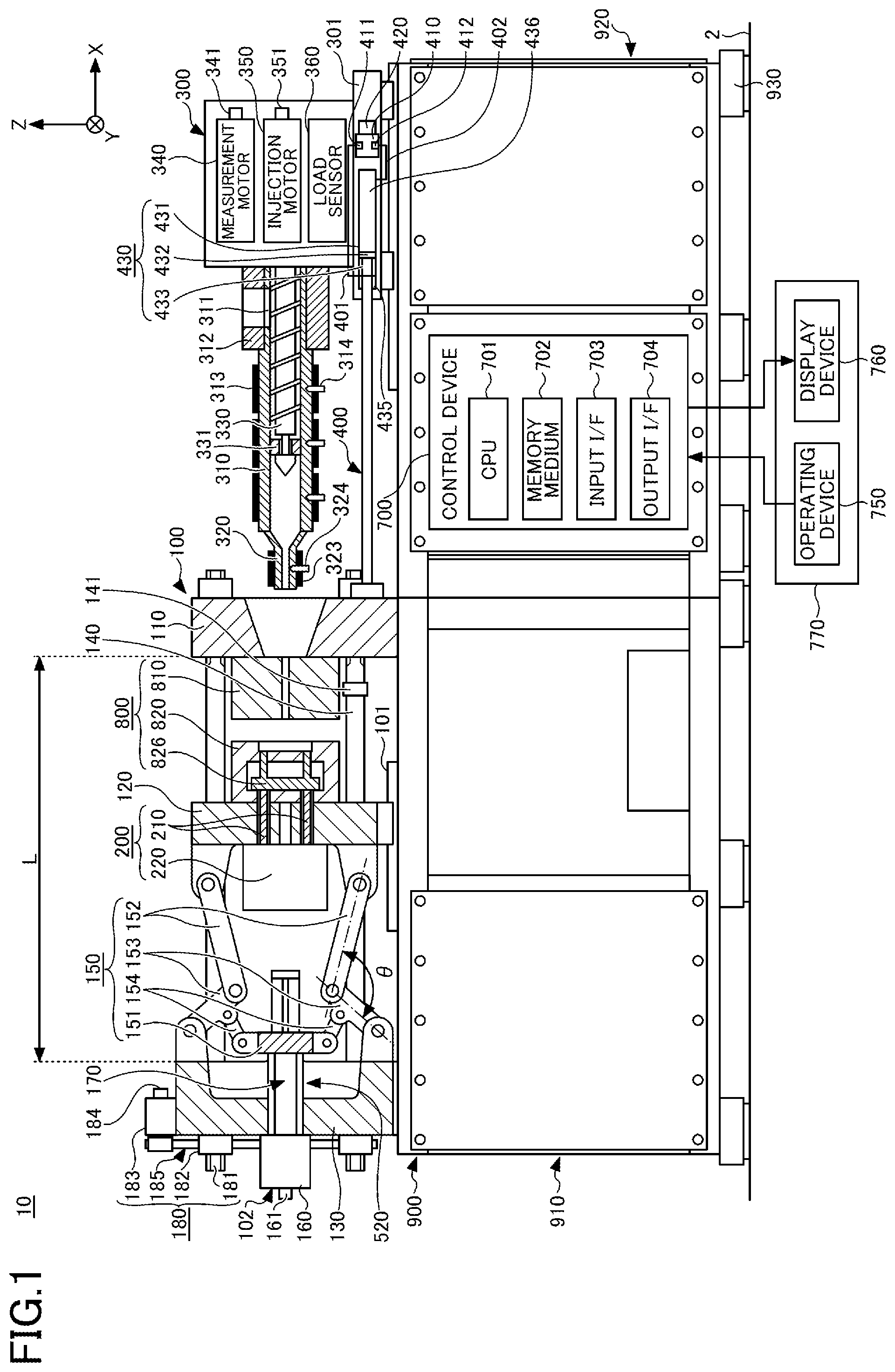 Patent US12583155 Figure 1 – Control device for injection molding machine and control method for injection molding machine