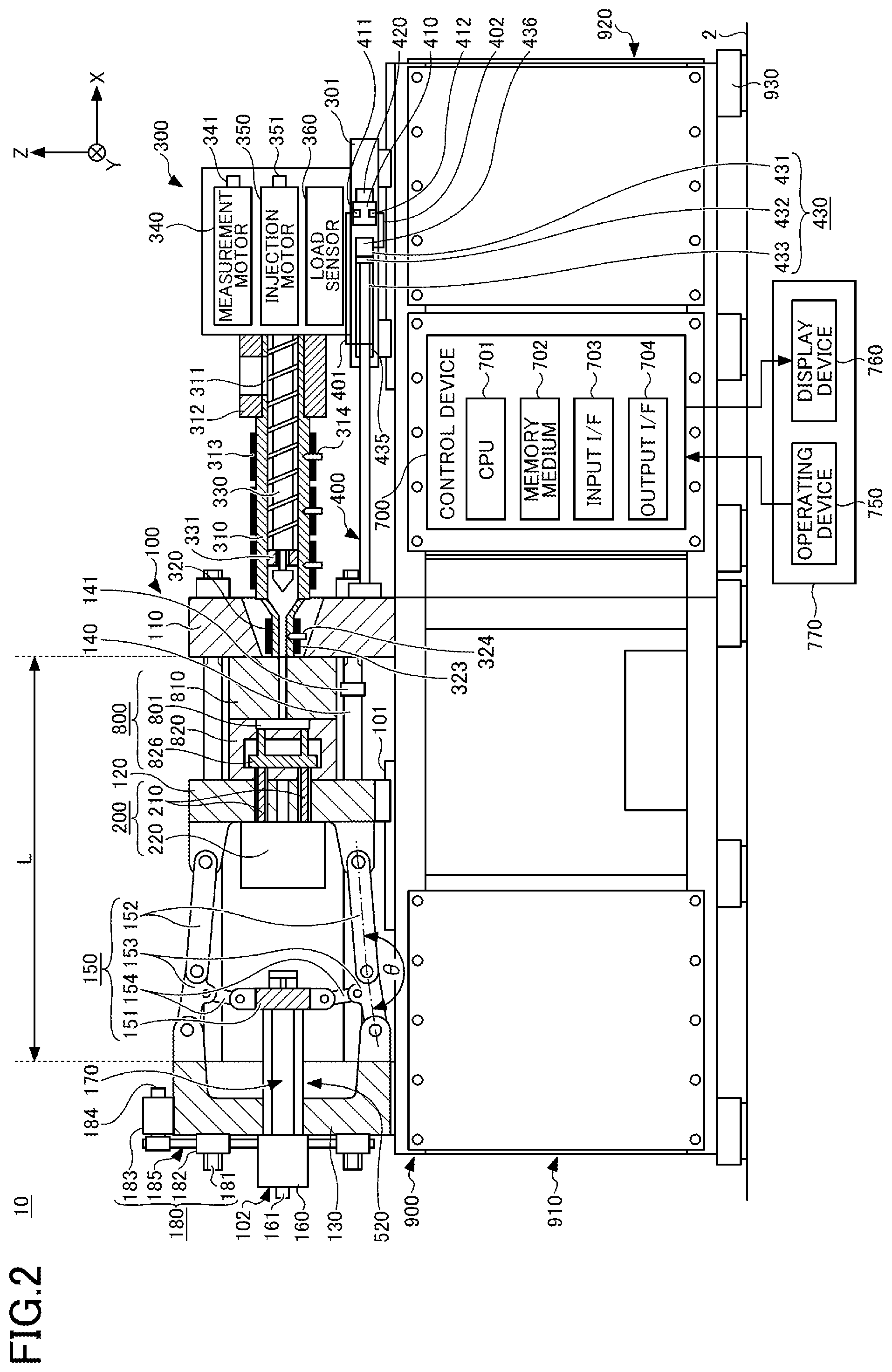 Patent US12583155 Figure 2 – Control device for injection molding machine and control method for injection molding machine