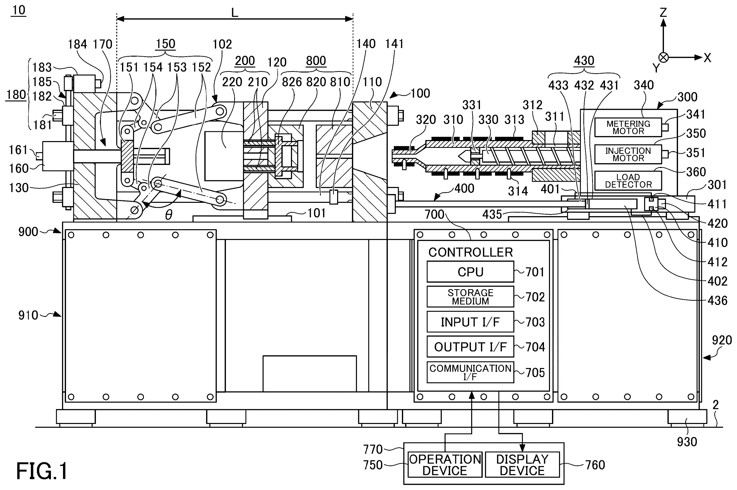 Patent US12583159 Figure 1 – Controller for injection molding machine and management system for injection molding machine