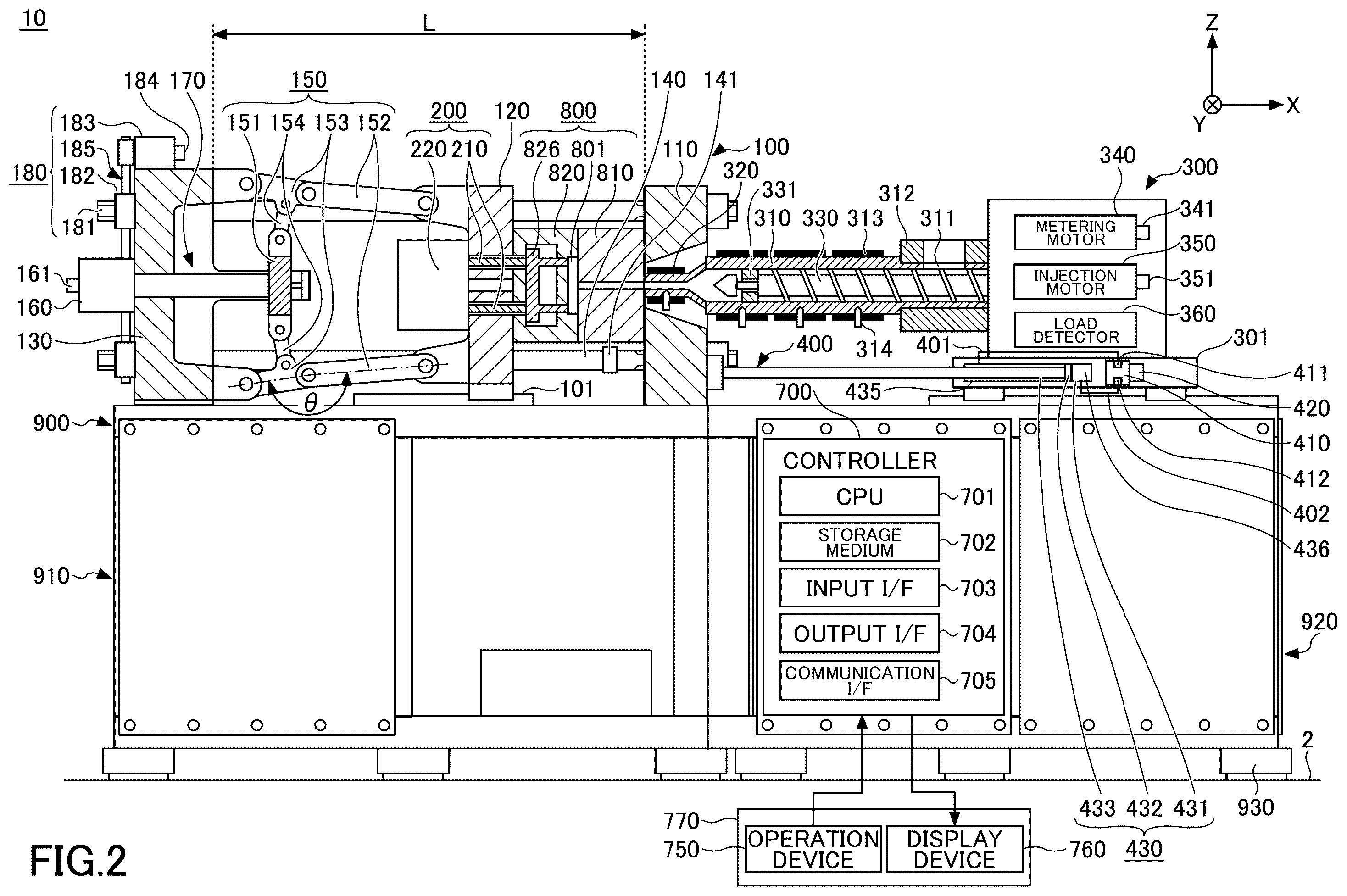 Patent US12583159 Figure 2 – Controller for injection molding machine and management system for injection molding machine