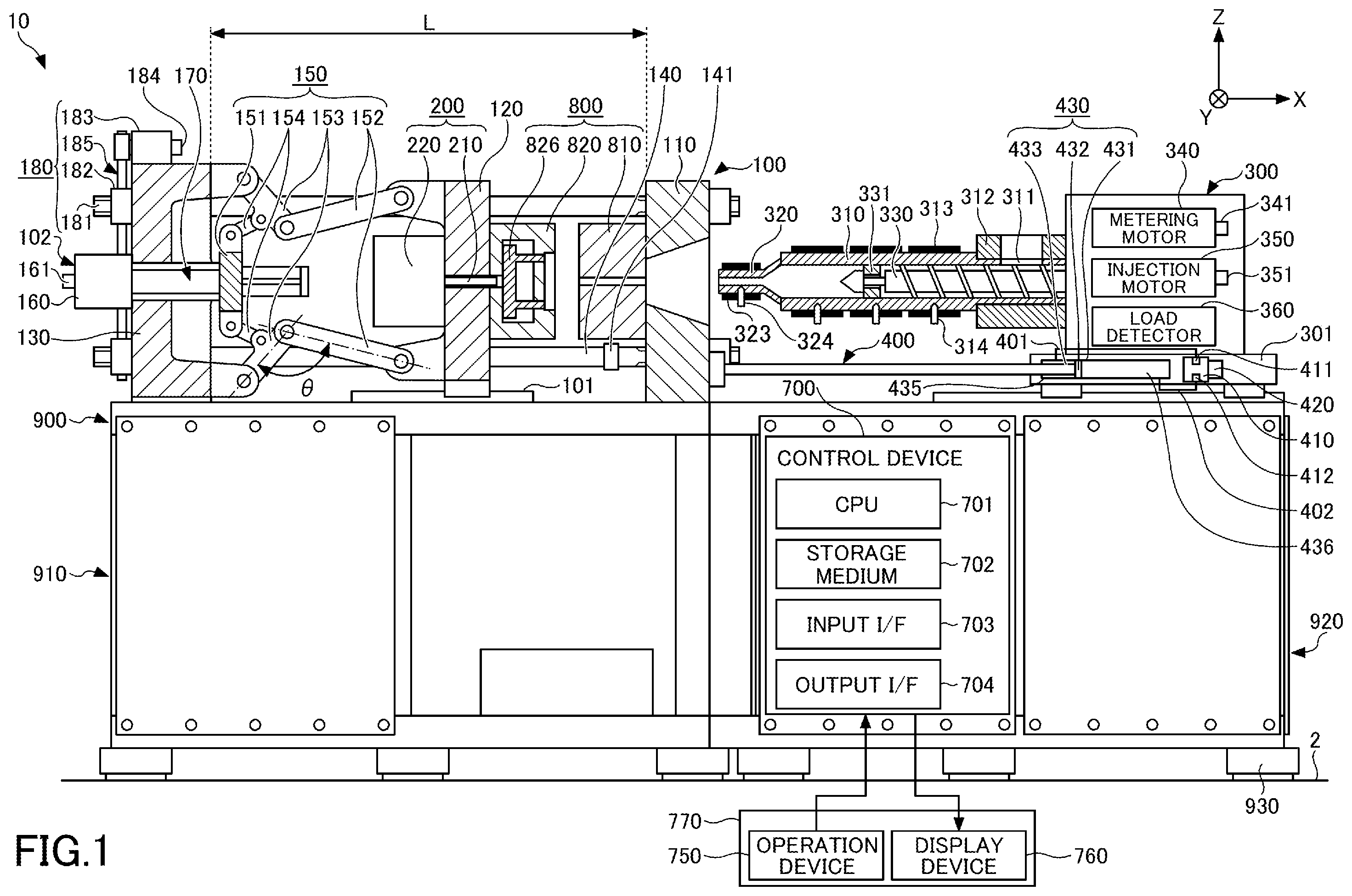 Patent US12583160 Figure 1 – Control device of injection molding machine and injection molding machine