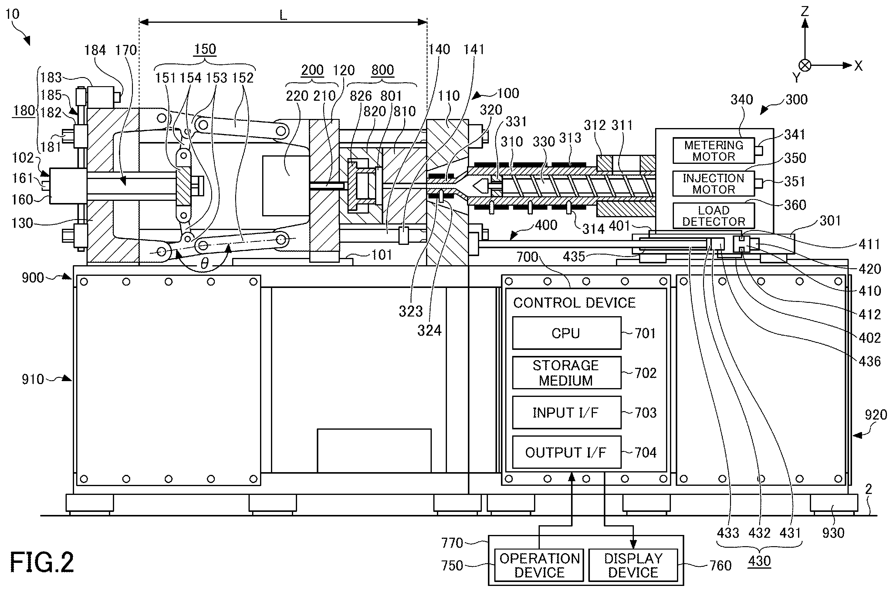 Patent US12583160 Figure 2 – Control device of injection molding machine and injection molding machine