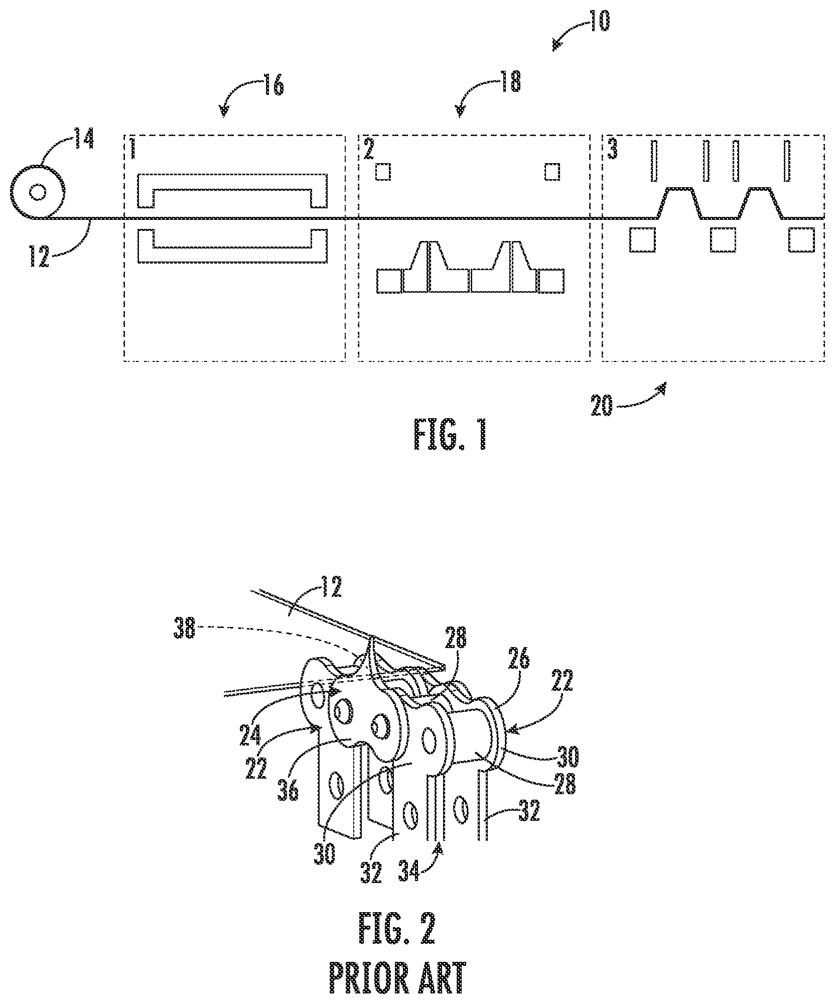Patent US12583171 Figure 1 – Thermoforming machine web transport assembly