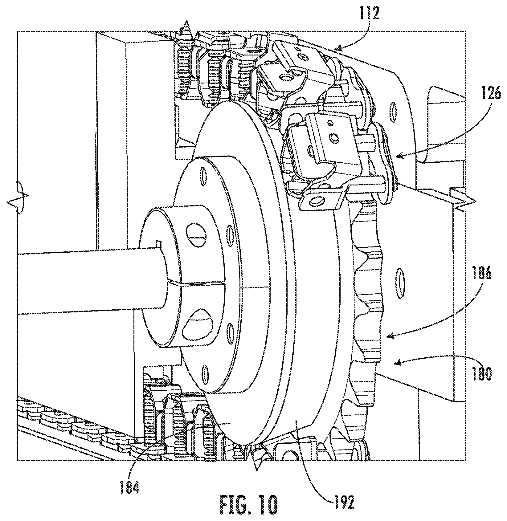 Patent US12583171 Figure 6 – Thermoforming machine web transport assembly