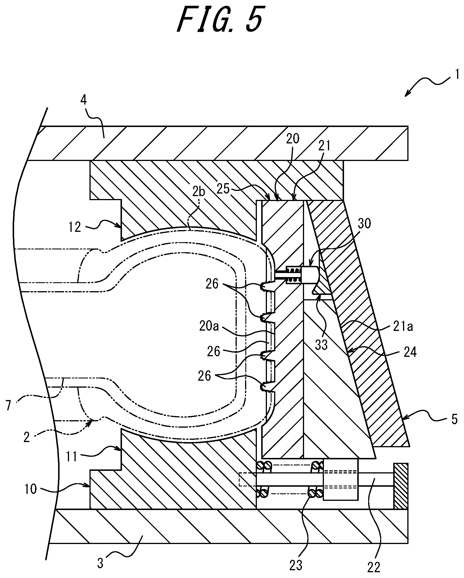 Patent US12583195 Figure 5 – Mold for forming a tire and tire production method