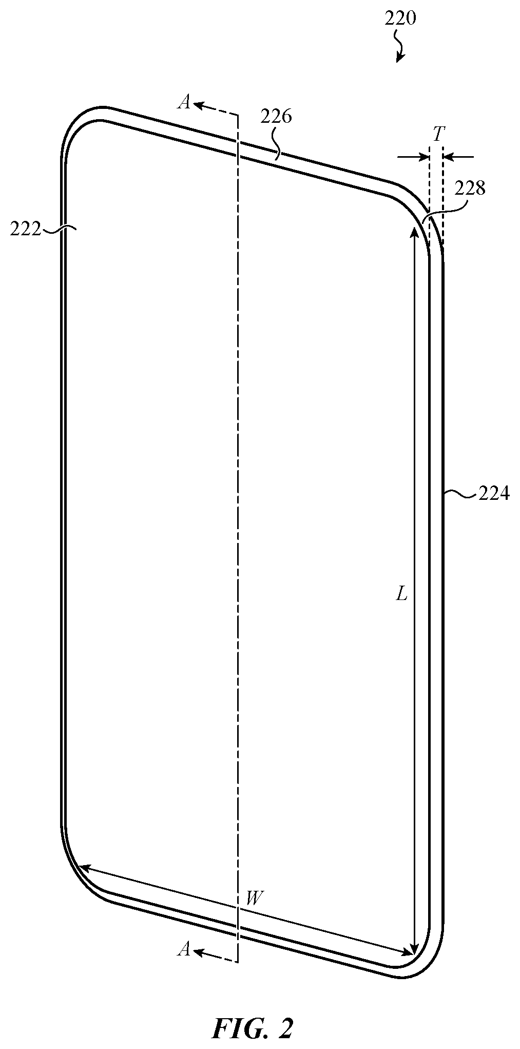 Patent US12583206 Figure 3 – Electronic device having a glass component with crack hindering internal stress regions