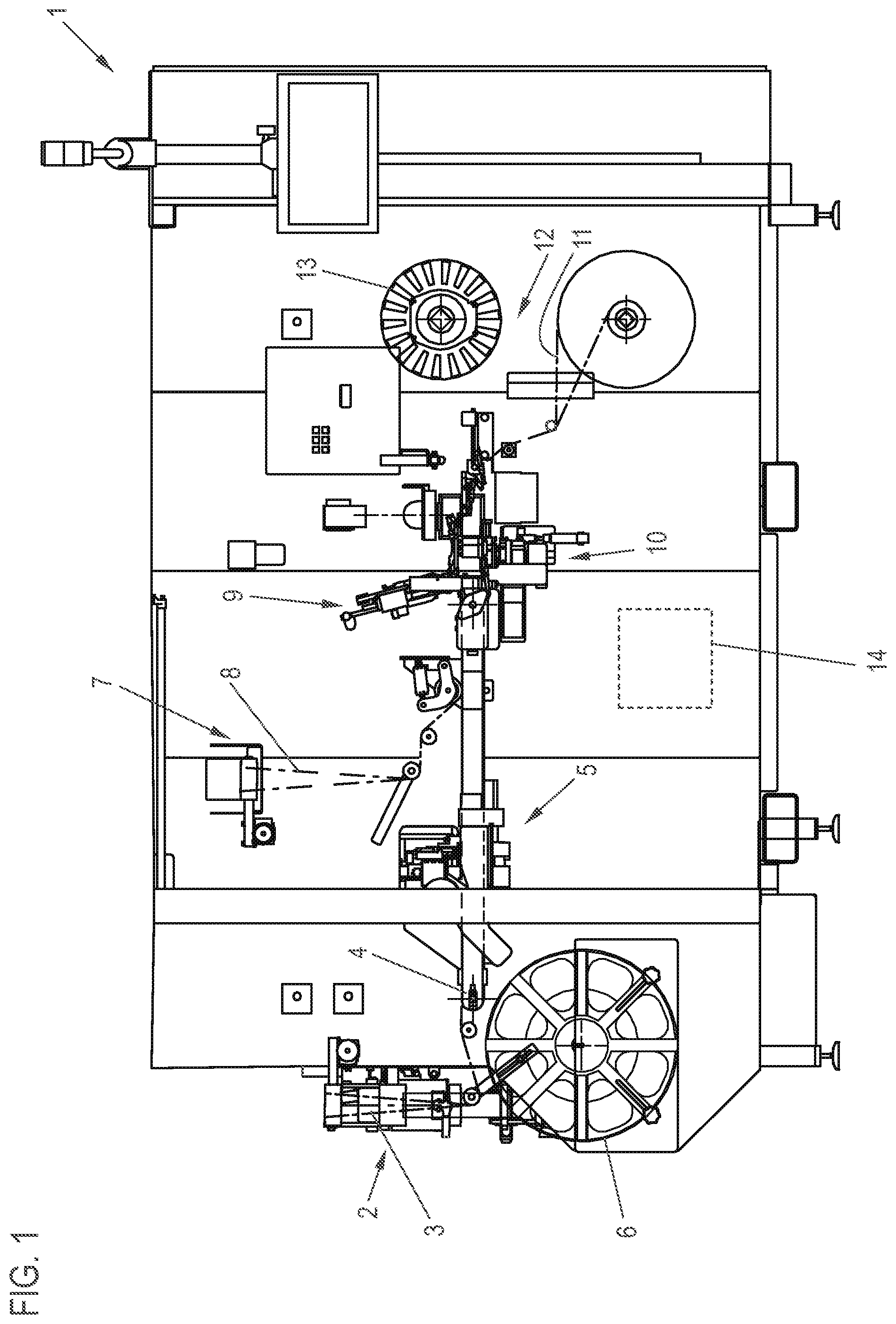 Patent US12583216 Figure 1 – Method for producing separated strip-like laminate components comprising an electronic component embedded between two laminate layers of a tape like adhesive material, and device for producing such laminate components