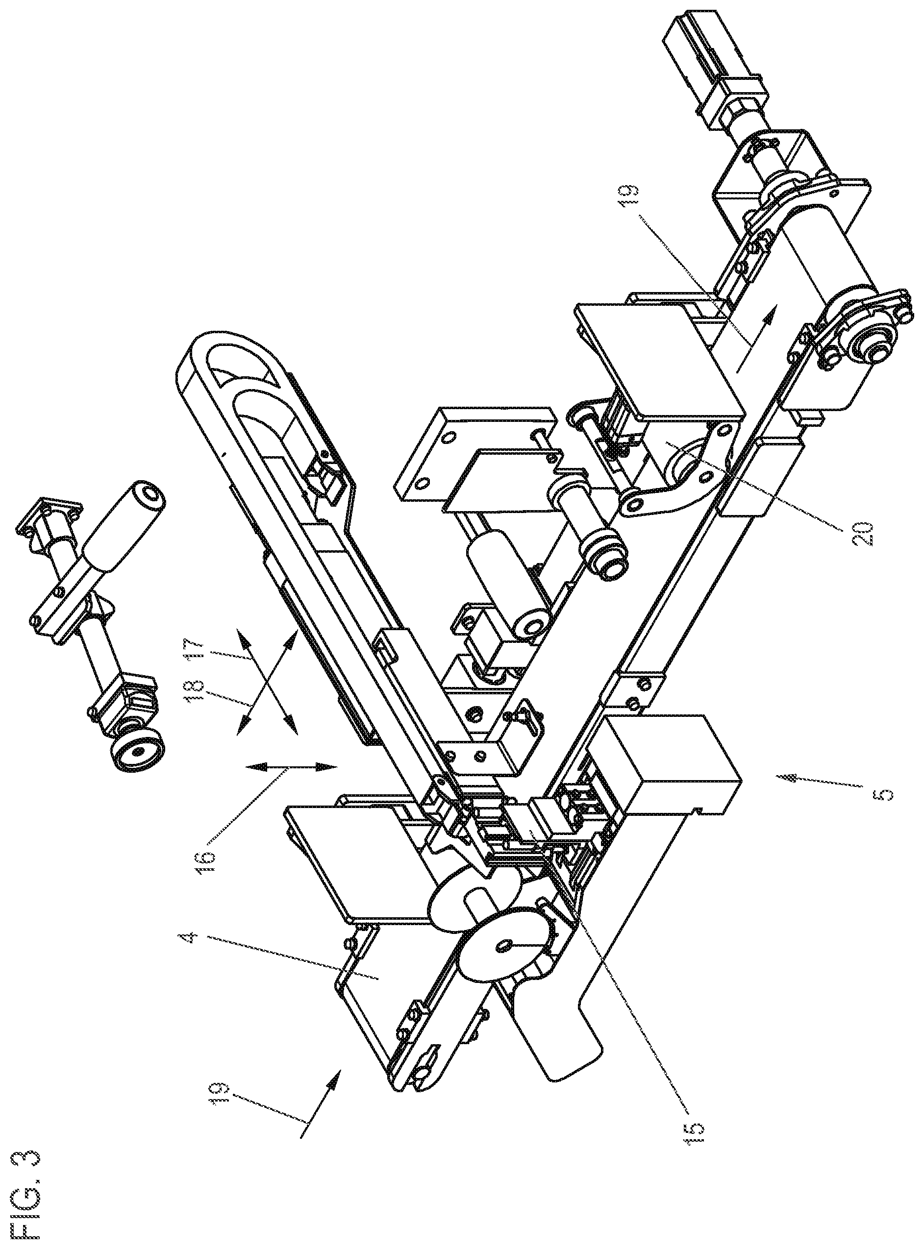 Patent US12583216 Figure 3 – Method for producing separated strip-like laminate components comprising an electronic component embedded between two laminate layers of a tape like adhesive material, and device for producing such laminate components