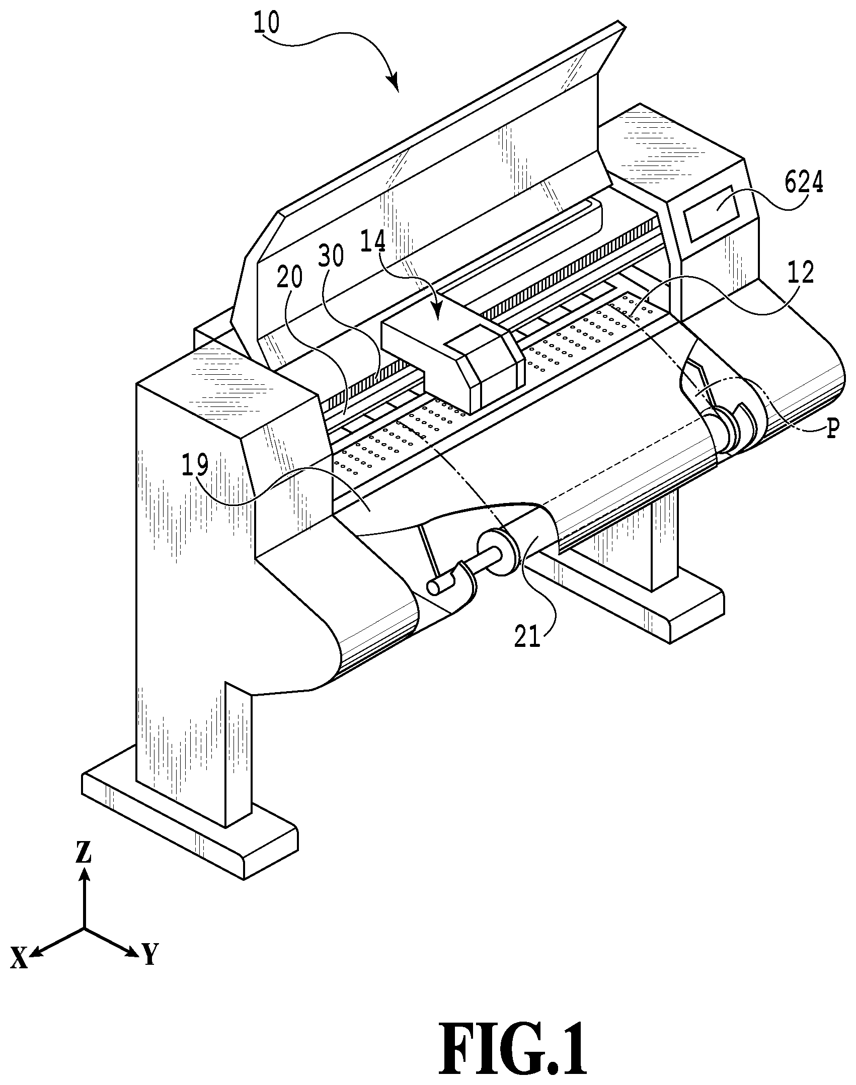 Patent US12583226 Figure 1 – Printing apparatus including an application unit that applies an amount of wiping liquid based on an adhesion amount of ink