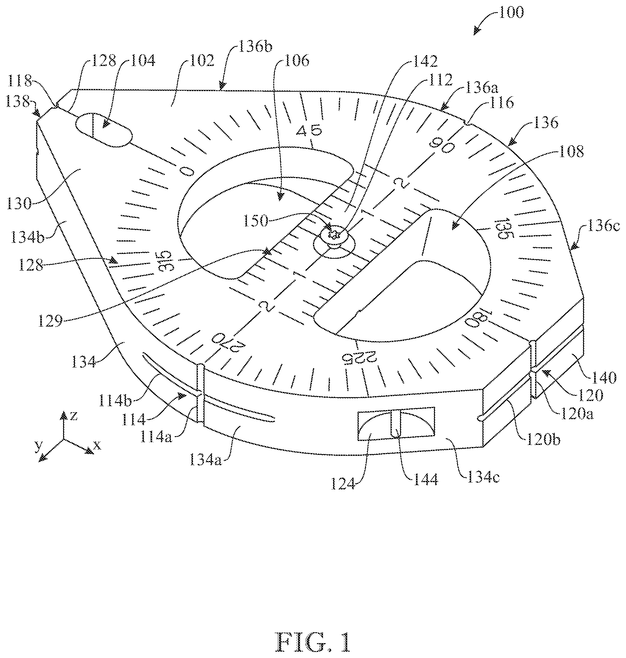 Patent US12583250 Figure 1 – Weighted chalk line device
