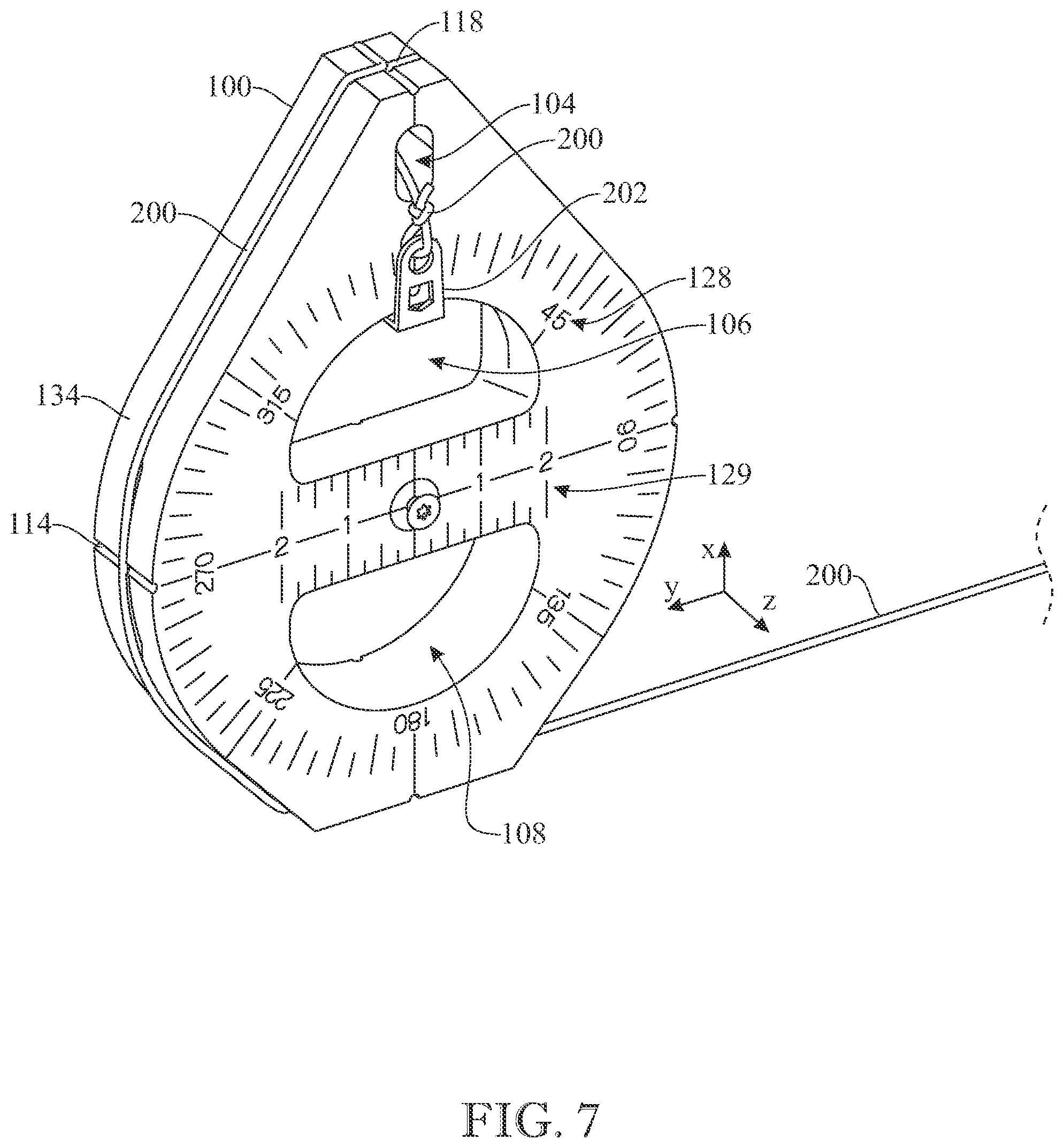 Patent US12583250 Figure 7 – Weighted chalk line device