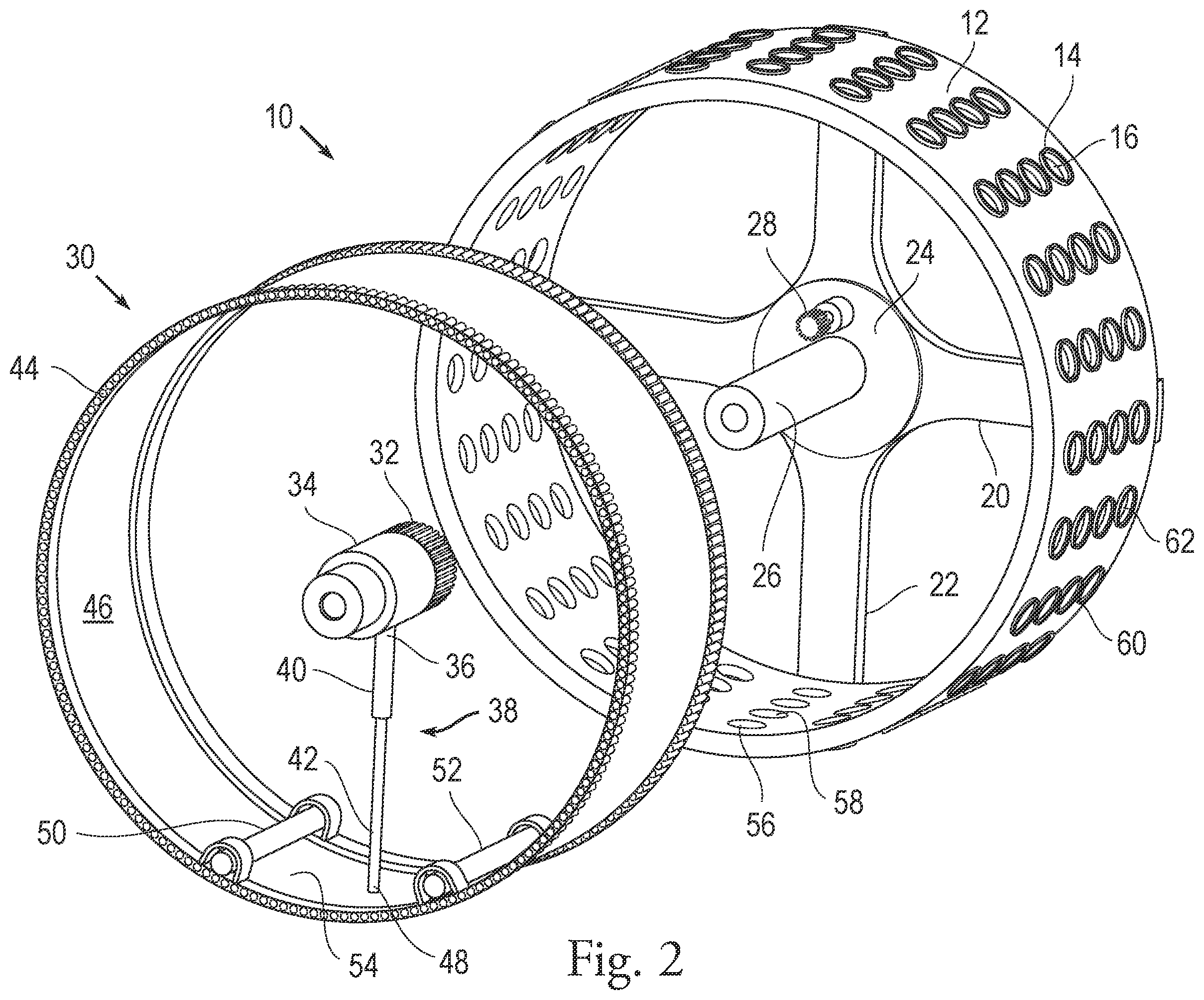 Patent US12583251 Figure 2 – Wheels with controllable suction devices for adhesion on surfaces