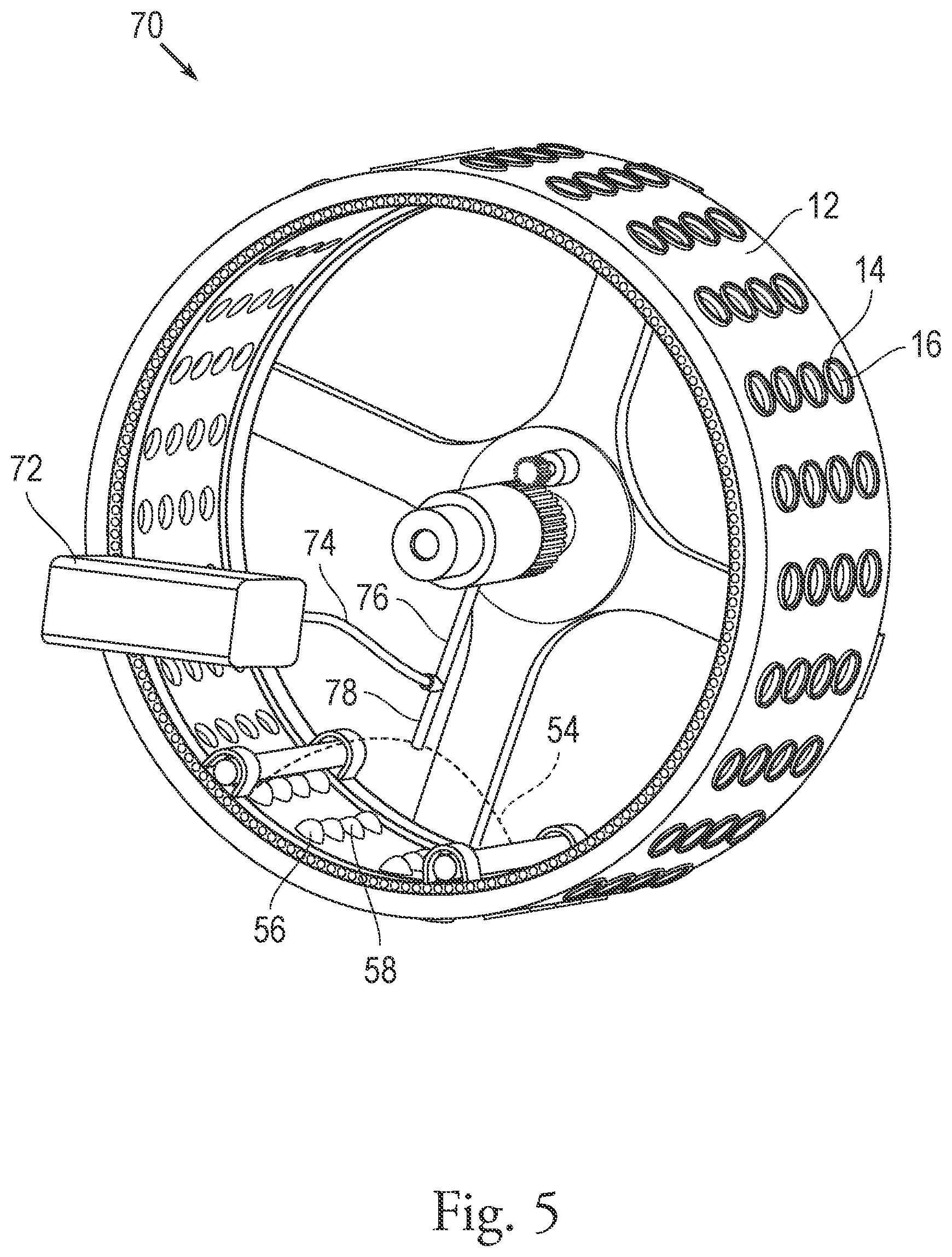 Patent US12583251 Figure 5 – Wheels with controllable suction devices for adhesion on surfaces