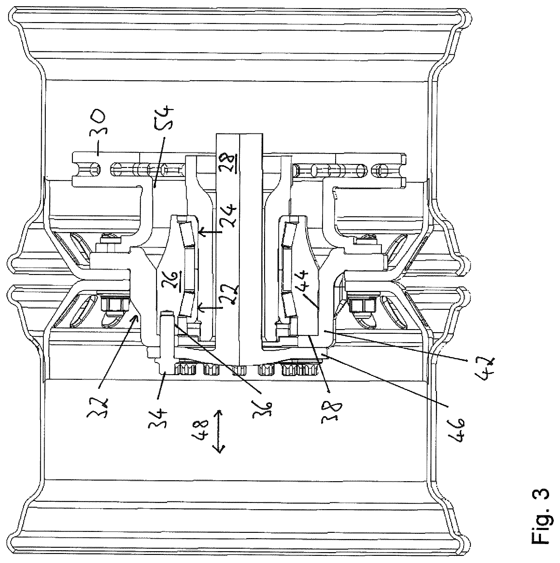 Patent US12583253 Figure 3 – Wheel bearing assembly and method for disassembly