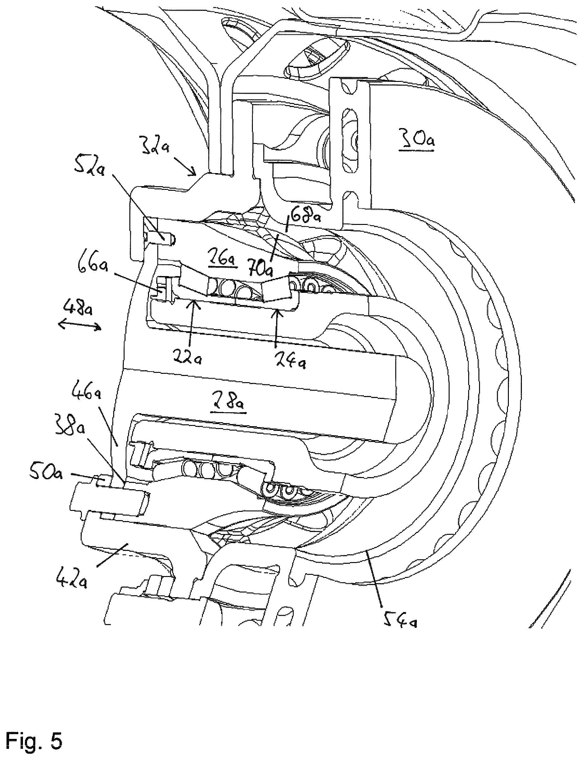 Patent US12583253 Figure 5 – Wheel bearing assembly and method for disassembly