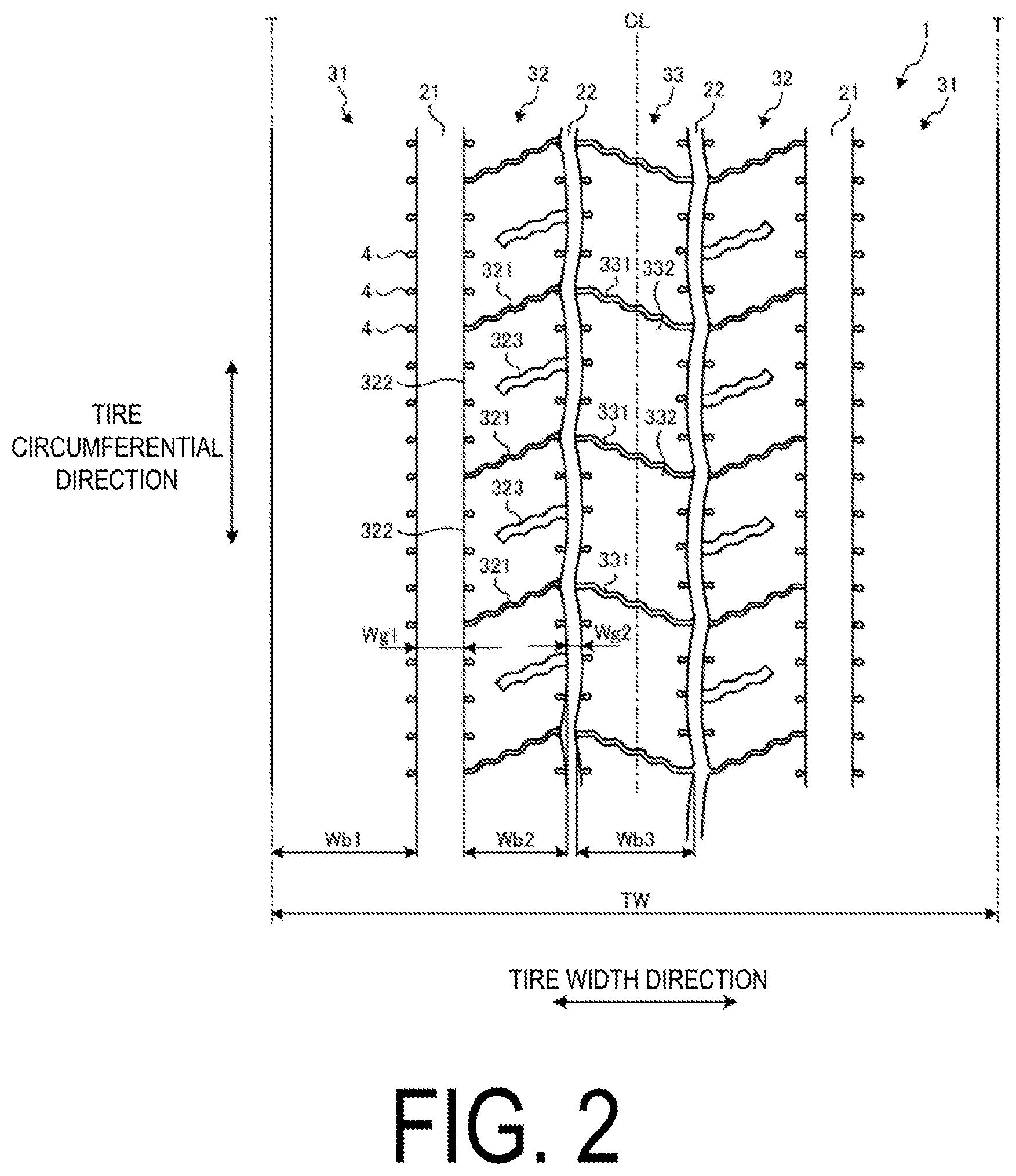 Patent US12583262 Figure 2 – Tire