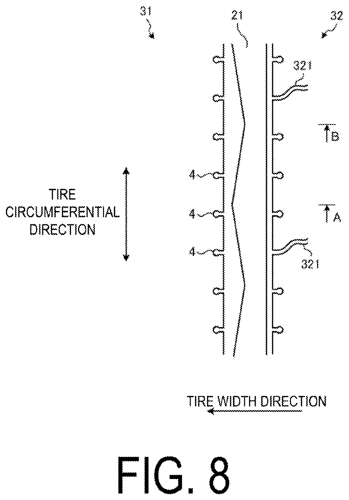 Patent US12583262 Figure 8 – Tire