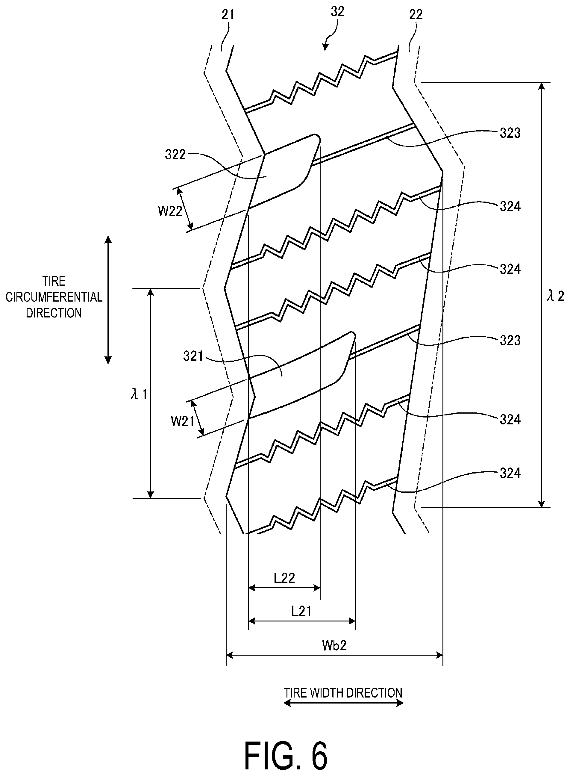 Patent US12583263 Figure 6 – Pneumatic tire