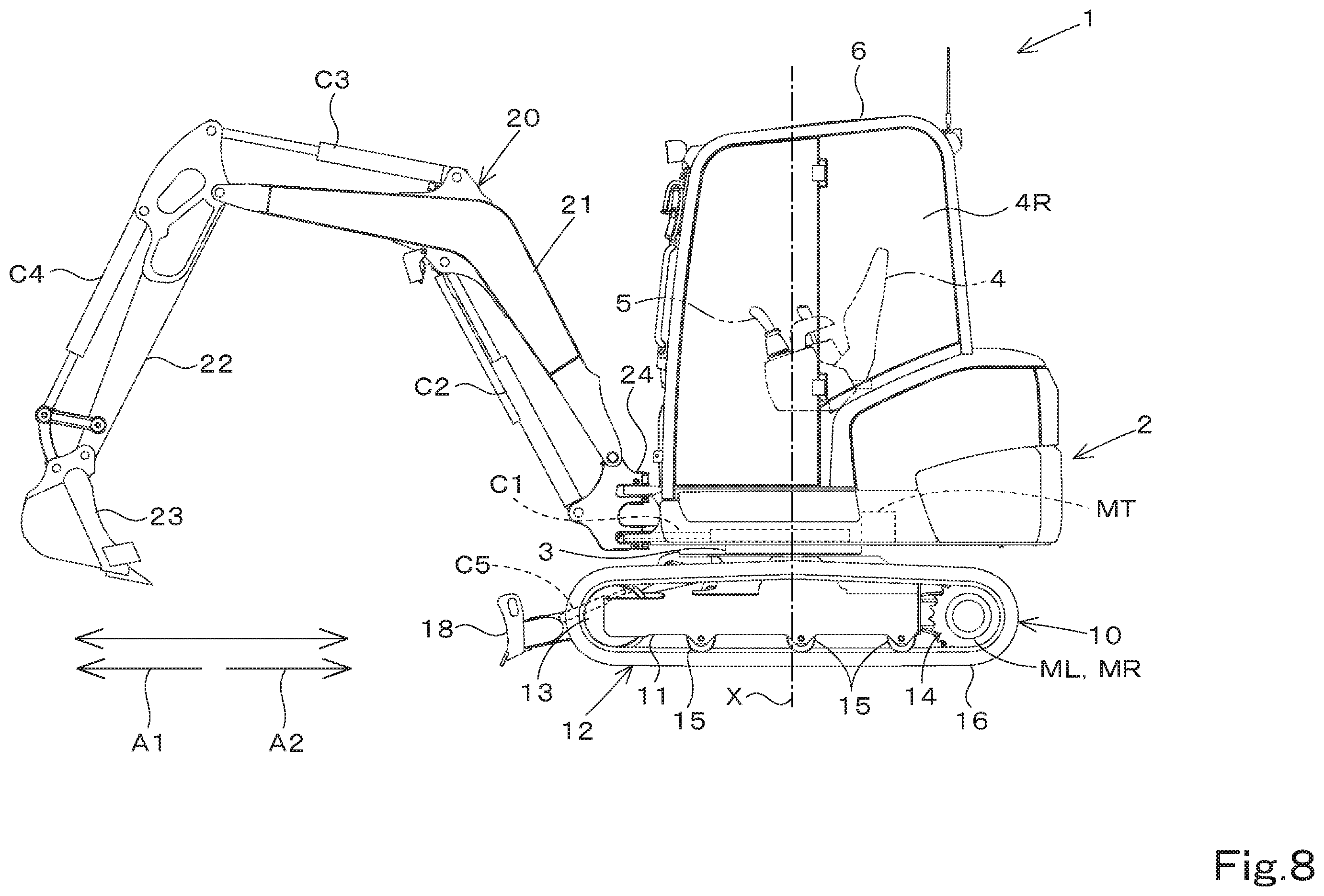 Patent US12583281 Figure 9 – Working machine