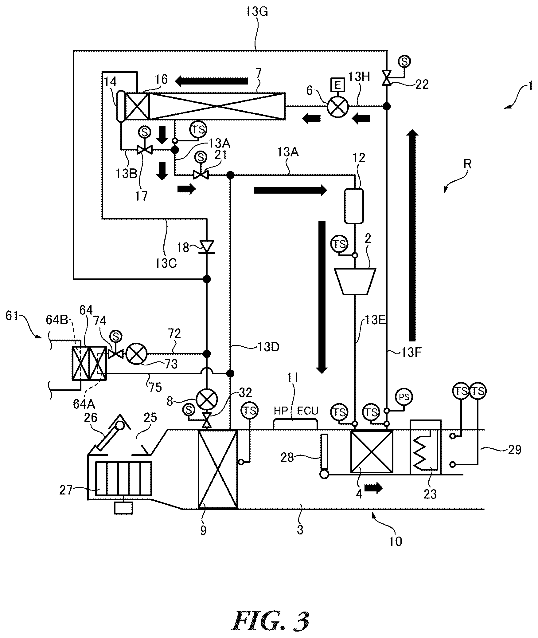 Patent US12583282 Figure 3 – Vehicle air conditioning apparatus
