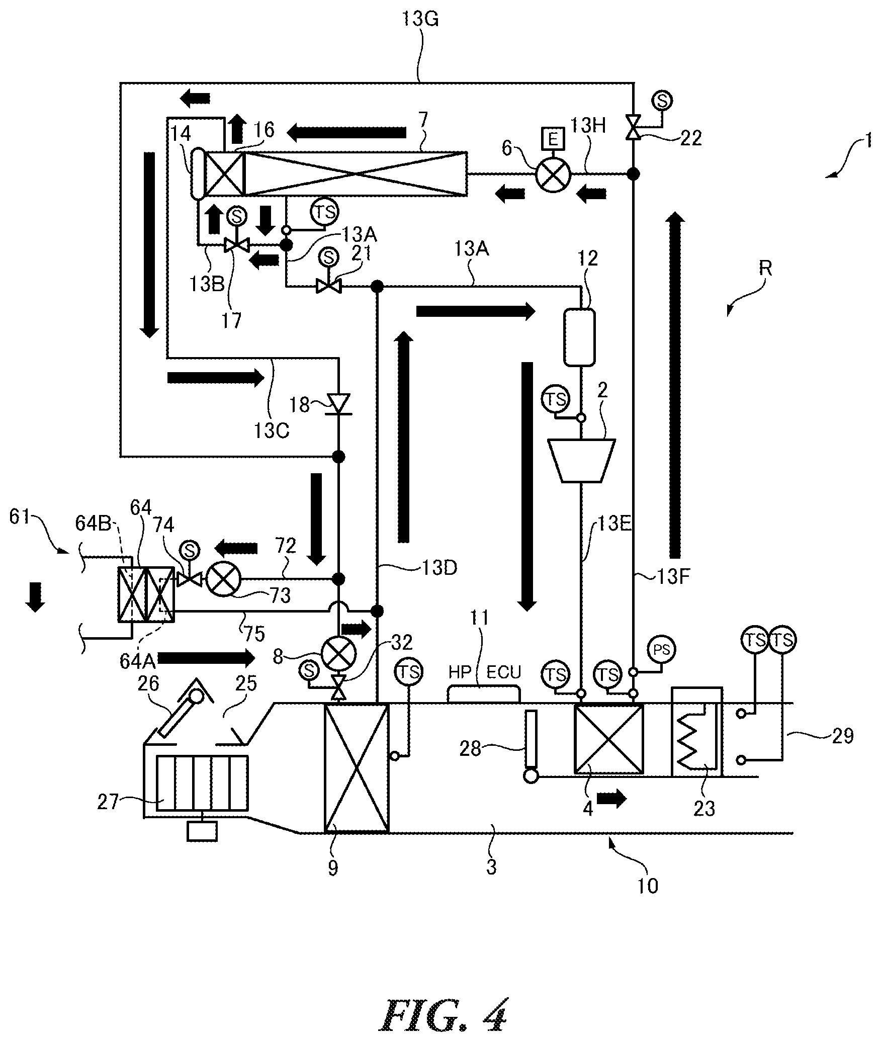 Patent US12583282 Figure 4 – Vehicle air conditioning apparatus