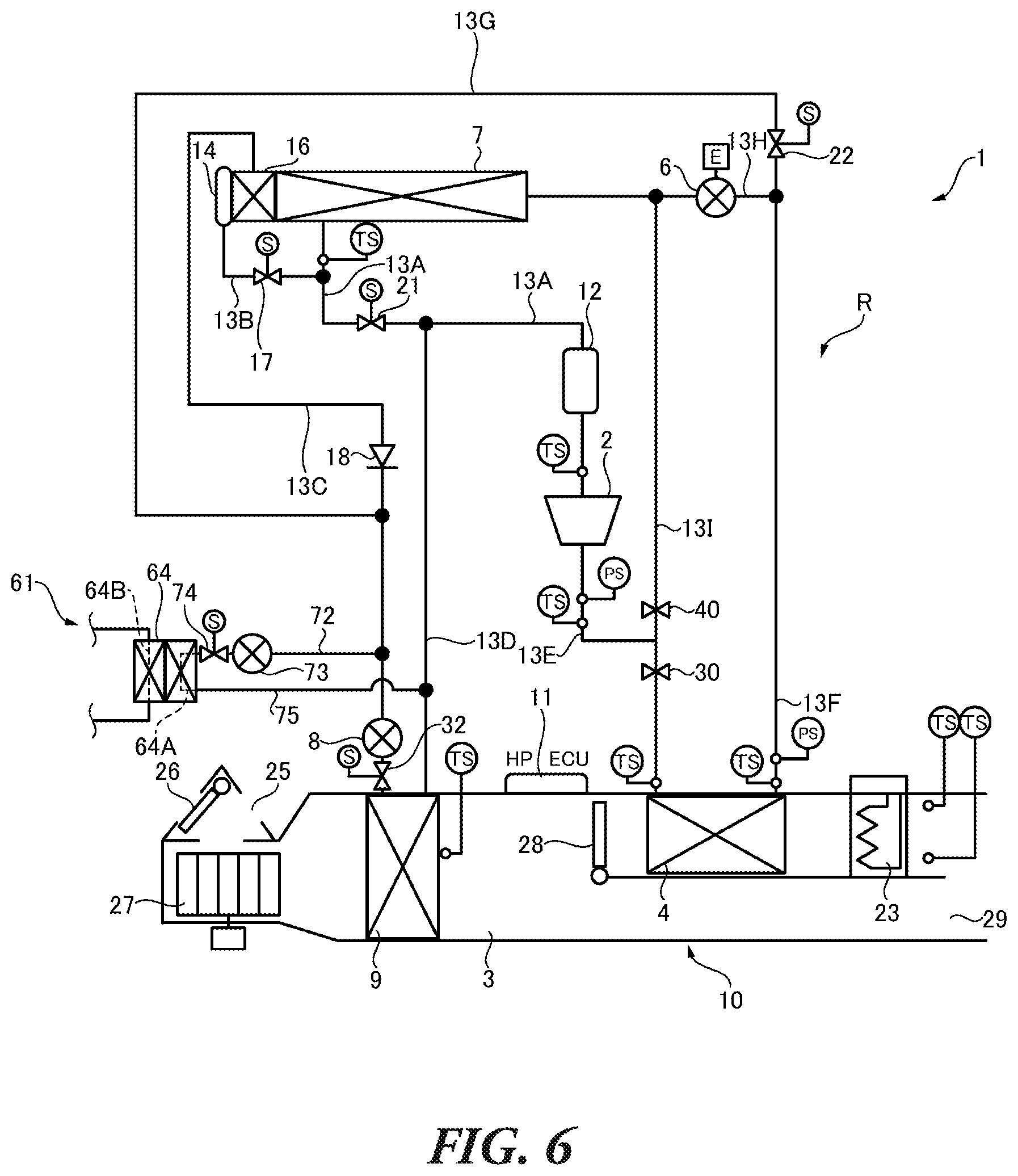 Patent US12583282 Figure 6 – Vehicle air conditioning apparatus