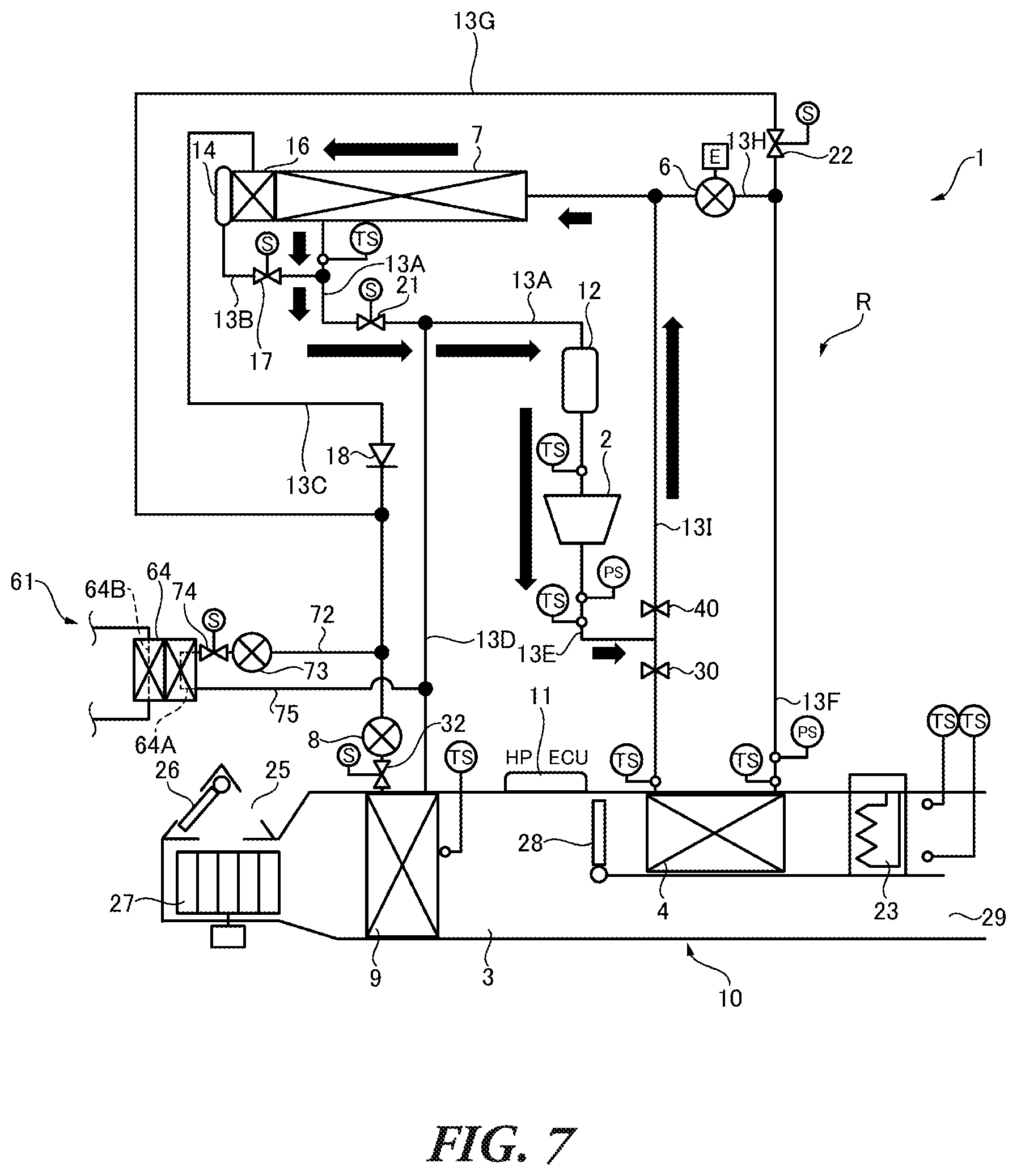 Patent US12583282 Figure 7 – Vehicle air conditioning apparatus