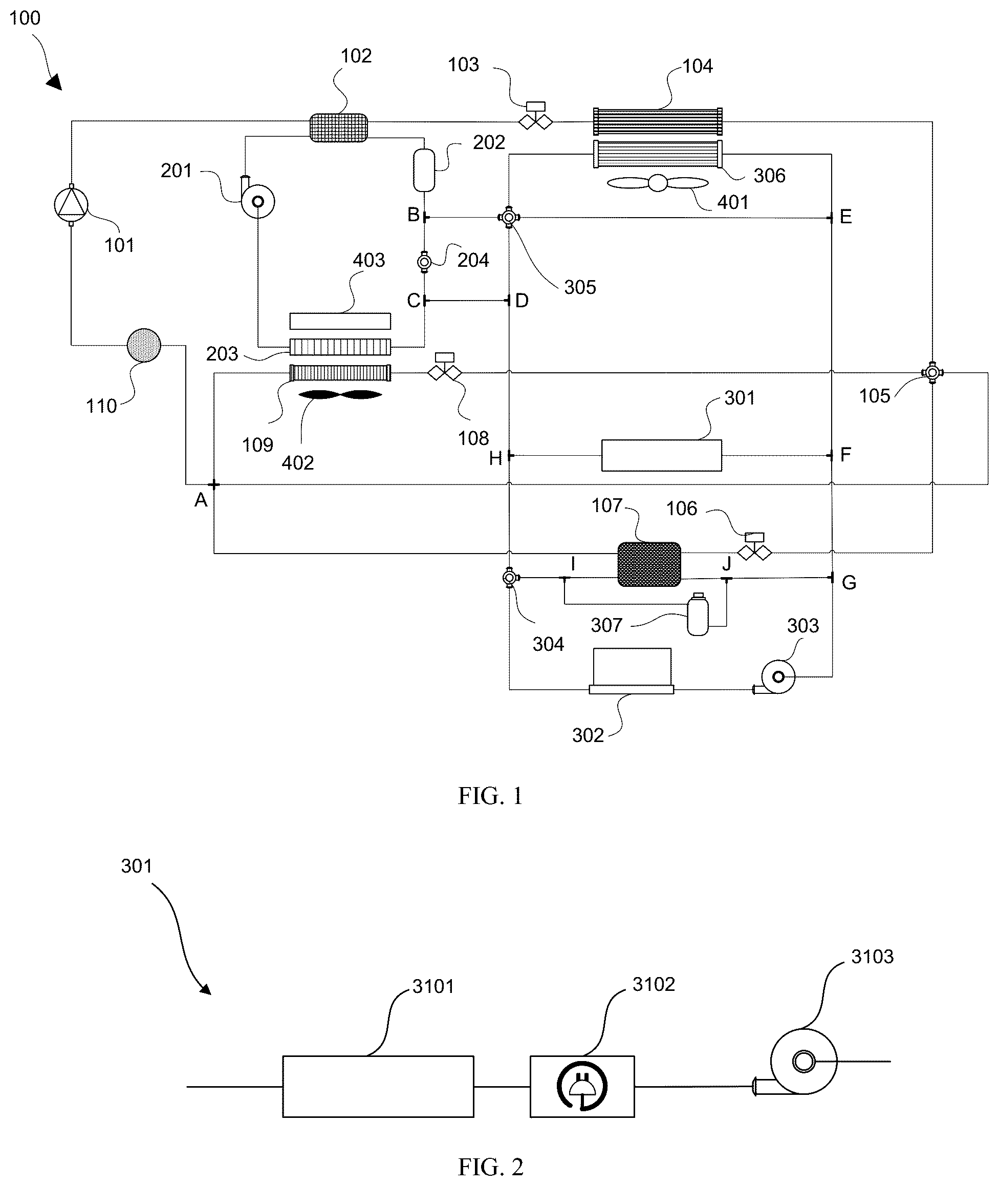 Patent US12583283 Figure 1 – Electric vehicle indirect heat pump system with multiple heat recovery and enhanced refrigerant cooling