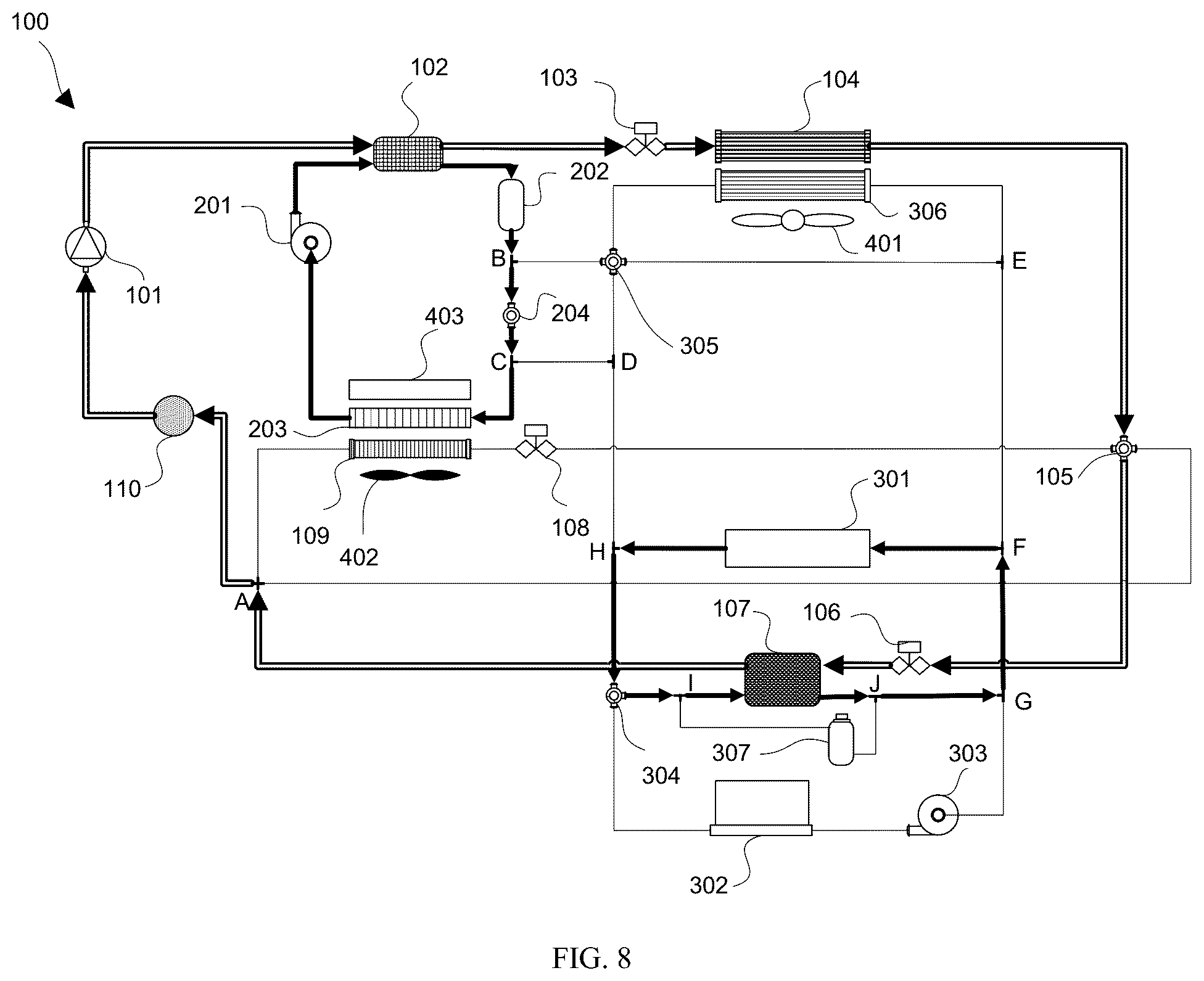 Patent US12583283 Figure 6 – Electric vehicle indirect heat pump system with multiple heat recovery and enhanced refrigerant cooling