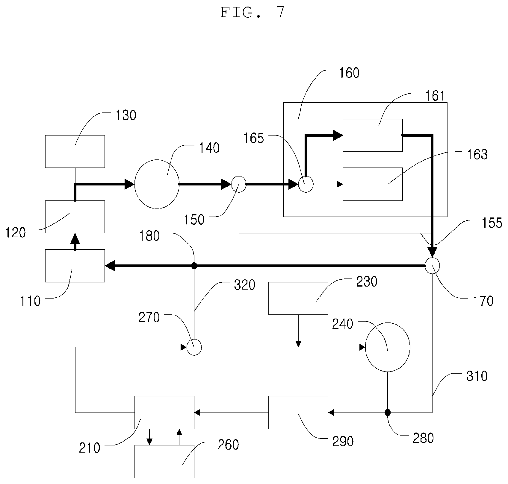 Patent US12583286 Figure 7 – Heat management system for vehicle