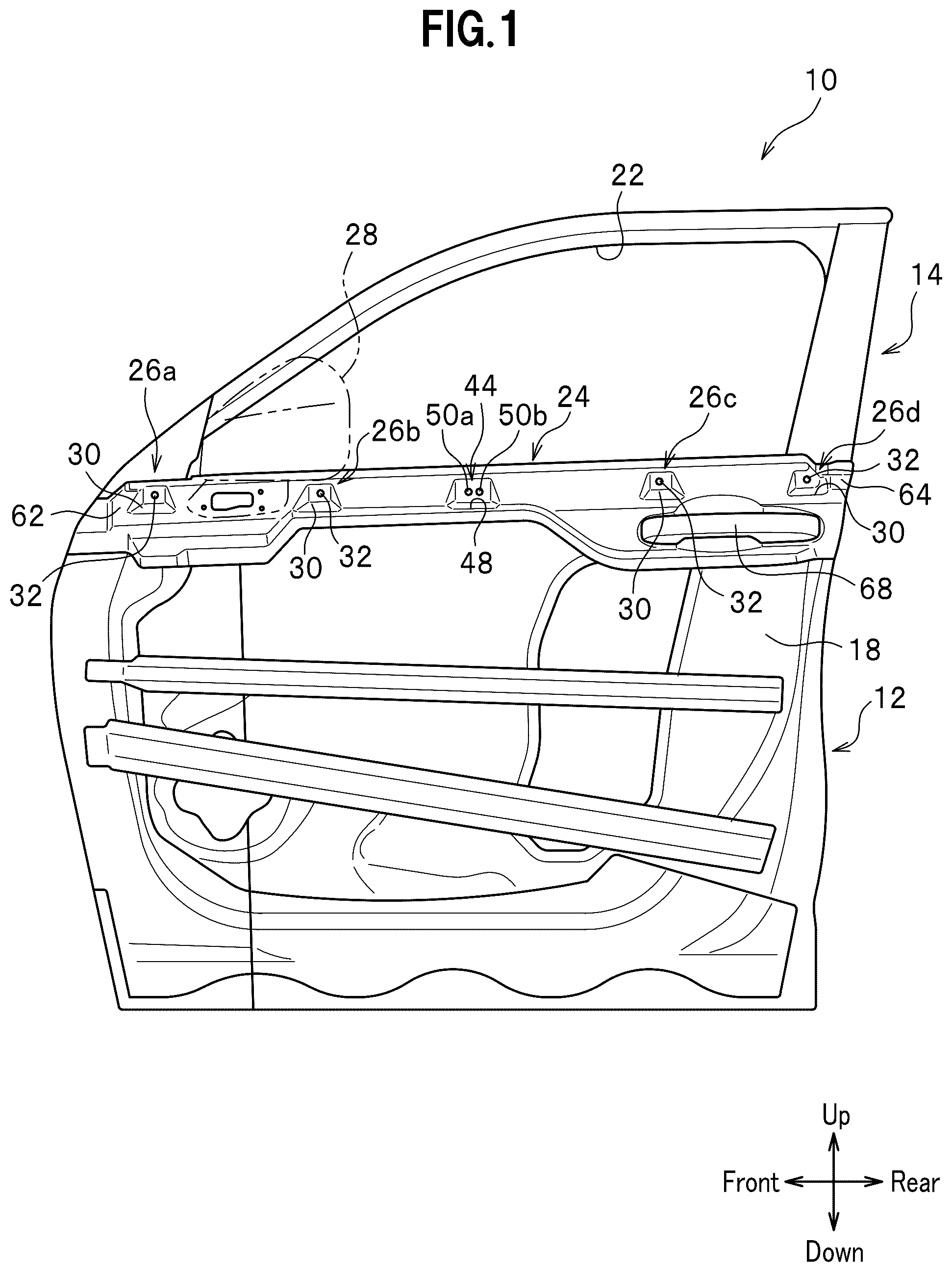 Patent US12583298 Figure 1 – Automotive door