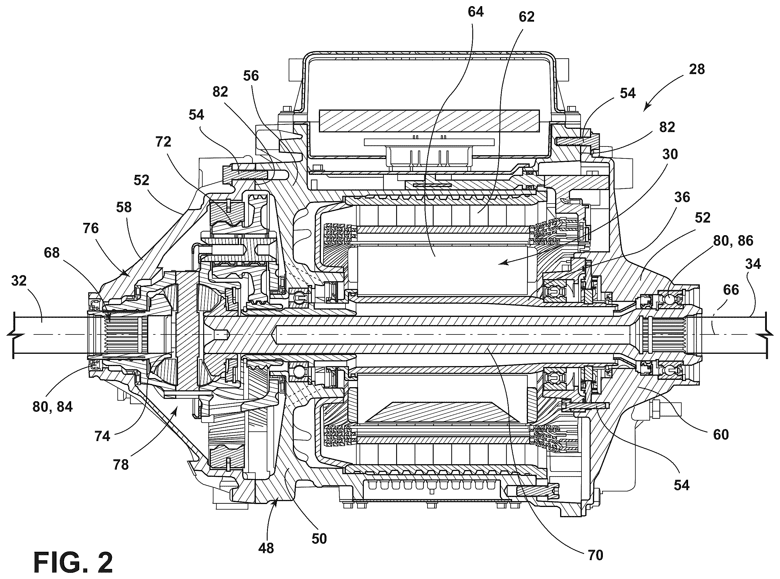 Patent US12583300 Figure 2 – Axle assembly for a vehicle