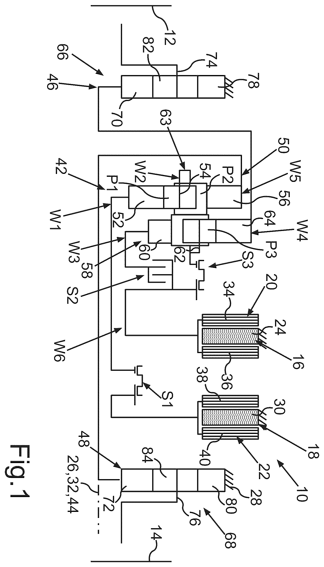 Patent US12583302 Figure 1 – Electric drive train for a motor vehicle, in particular for a motor car