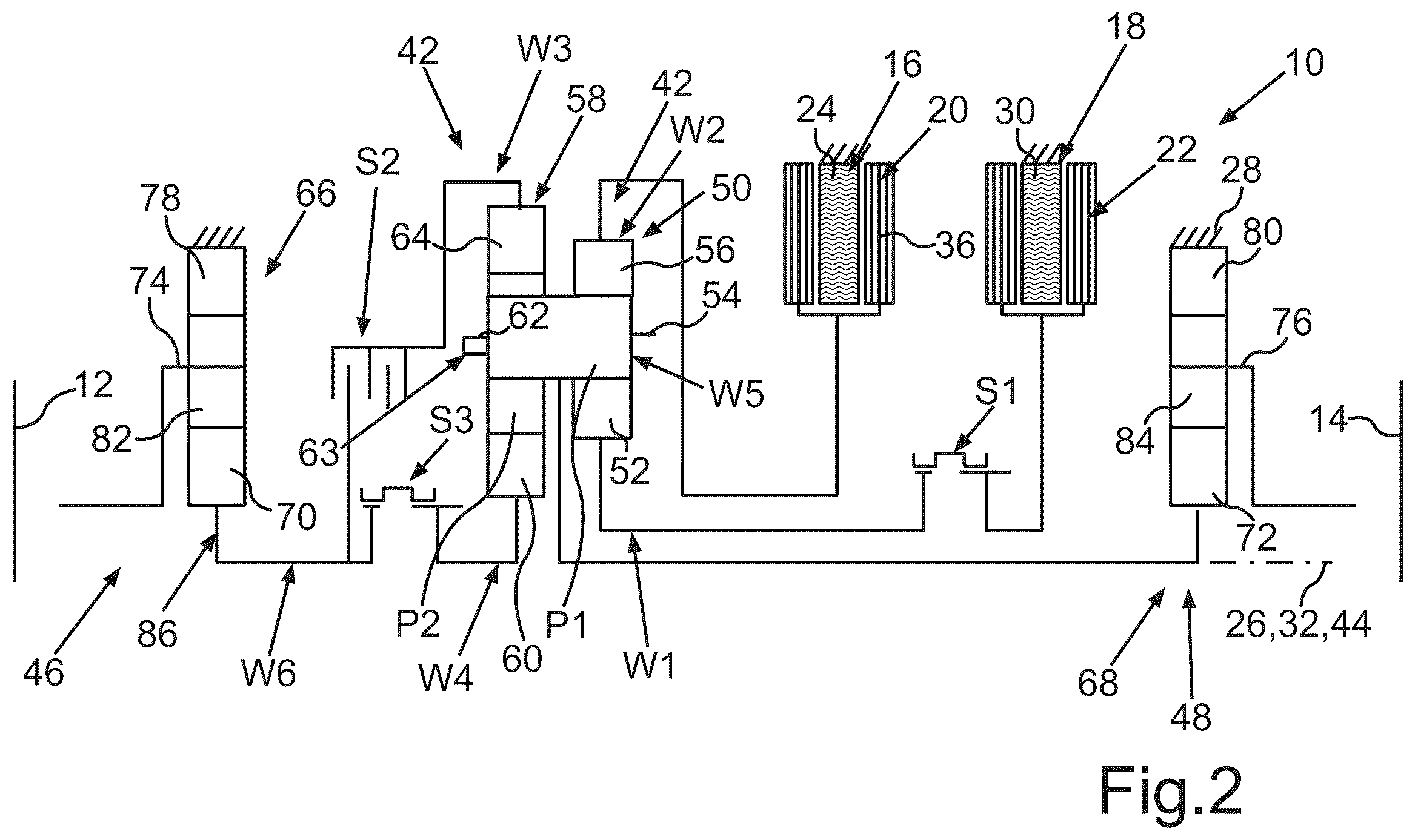 Patent US12583302 Figure 2 – Electric drive train for a motor vehicle, in particular for a motor car