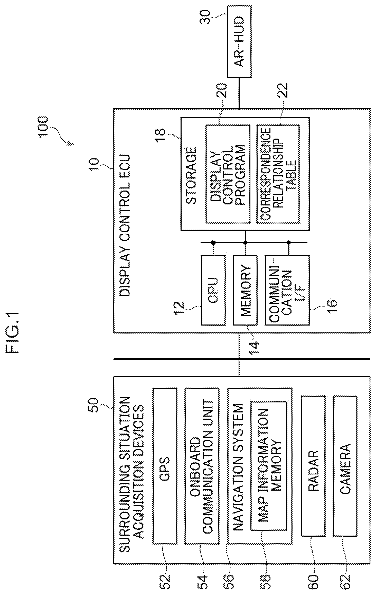Patent US12583315 Figure 1 – Display control device, display device, vehicle, display control method, and recording medium recorded with display control program
