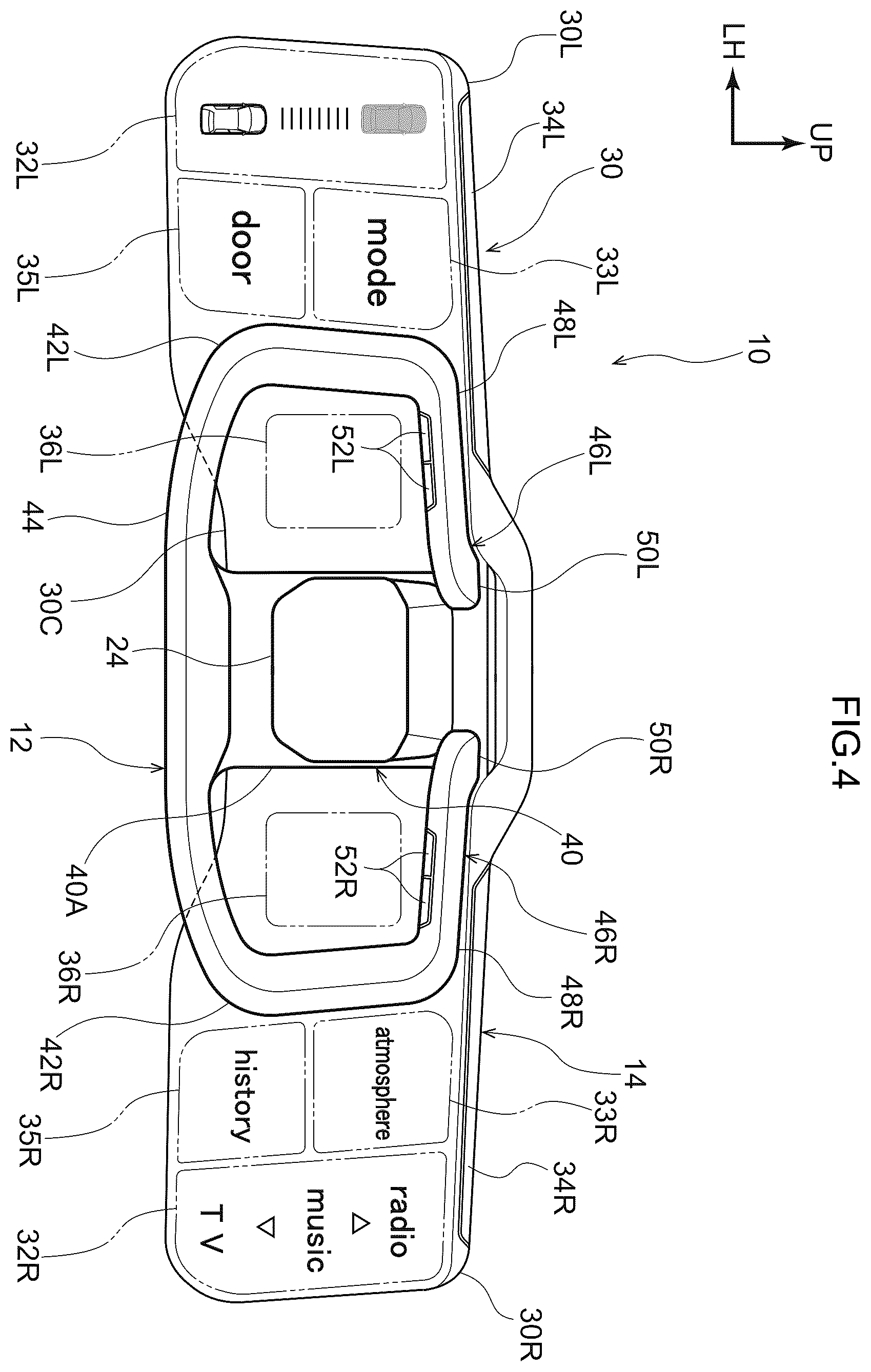 Patent US12583317 Figure 4 – Input device for a vehicle