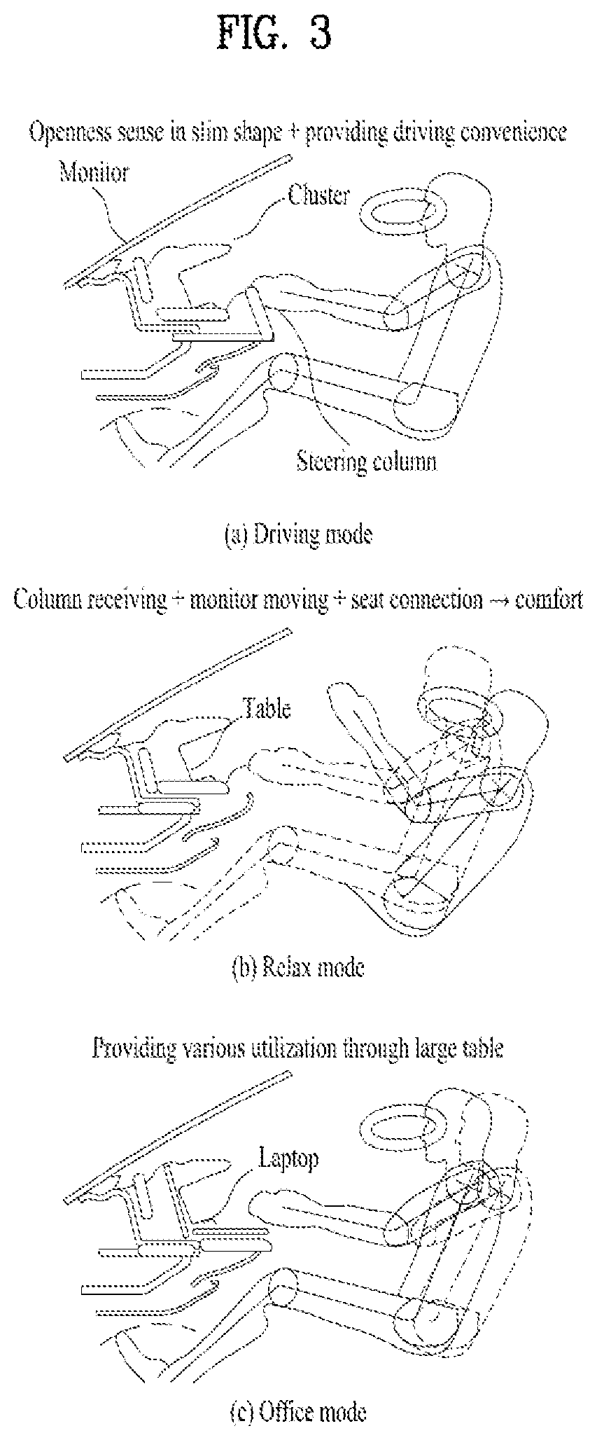 Patent US12583322 Figure 3 – Console display mounting apparatus and console display system using the same