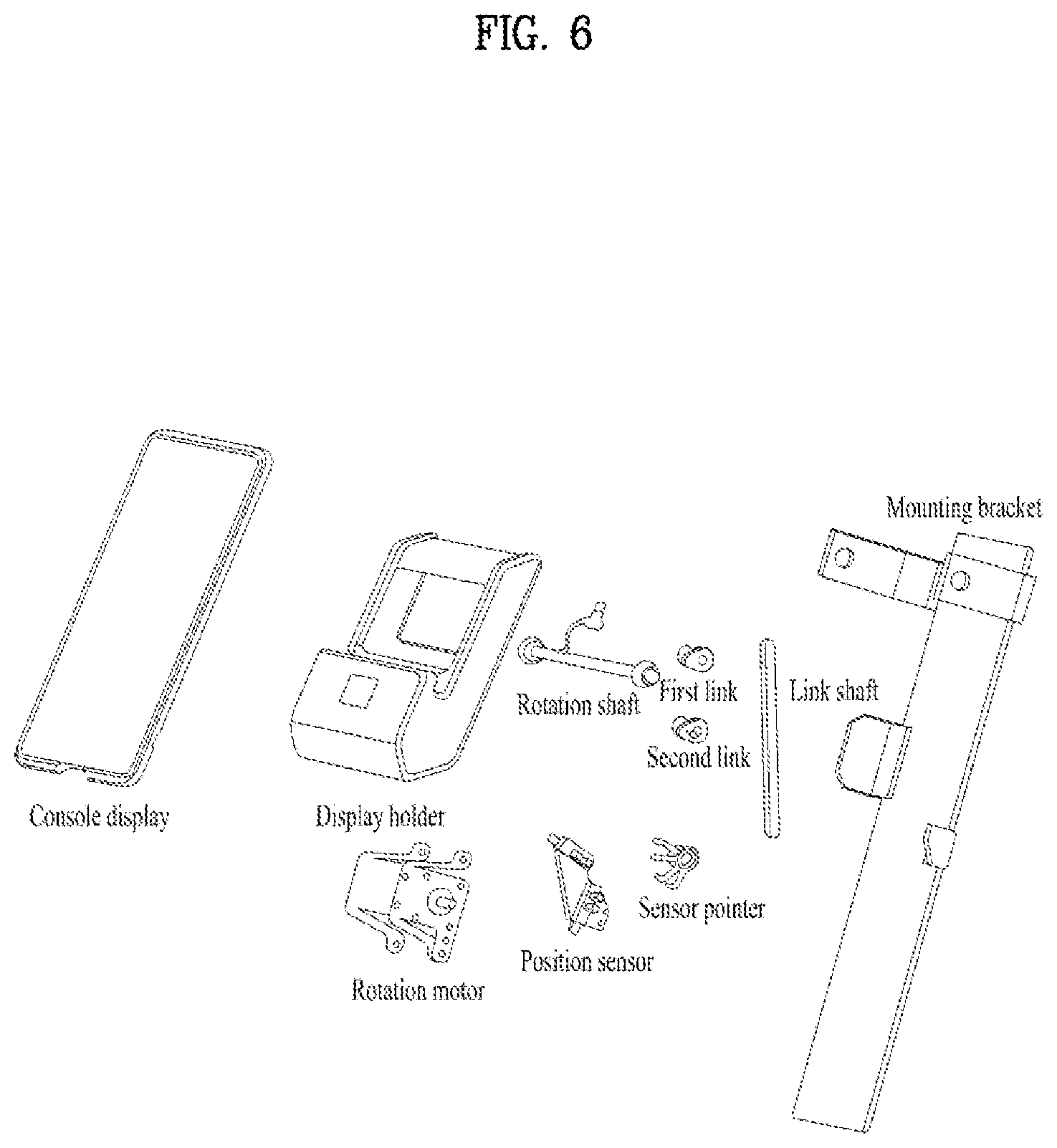 Patent US12583322 Figure 6 – Console display mounting apparatus and console display system using the same