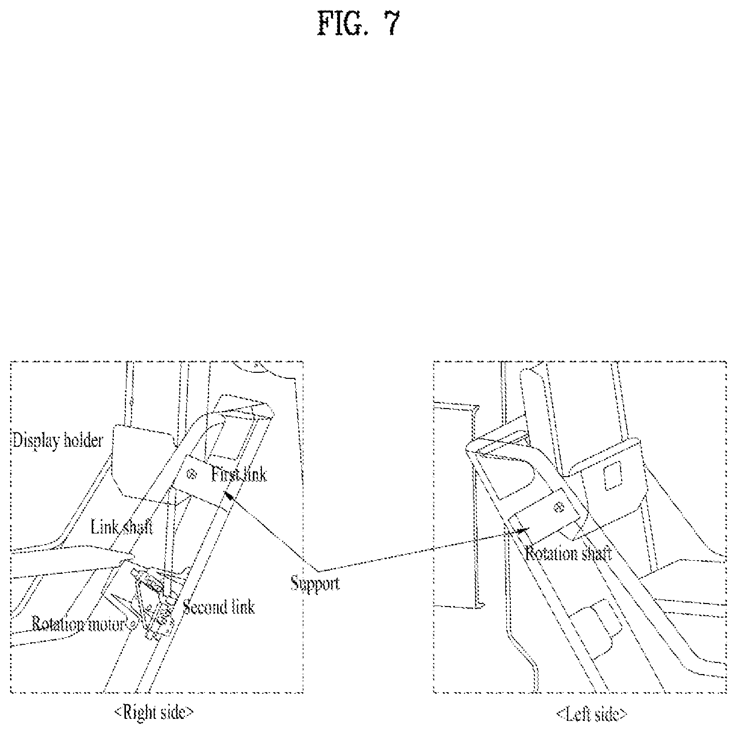 Patent US12583322 Figure 7 – Console display mounting apparatus and console display system using the same