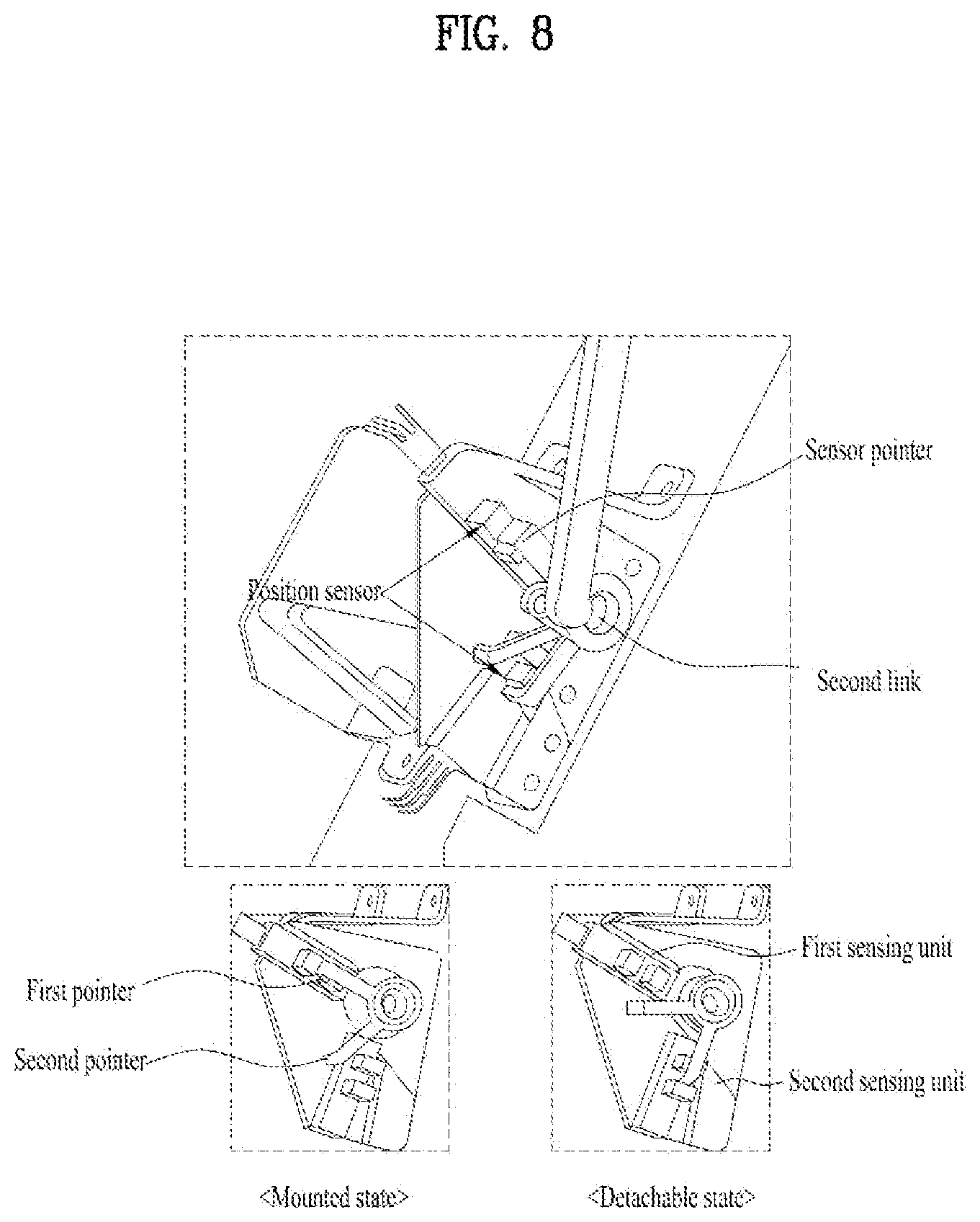 Patent US12583322 Figure 8 – Console display mounting apparatus and console display system using the same