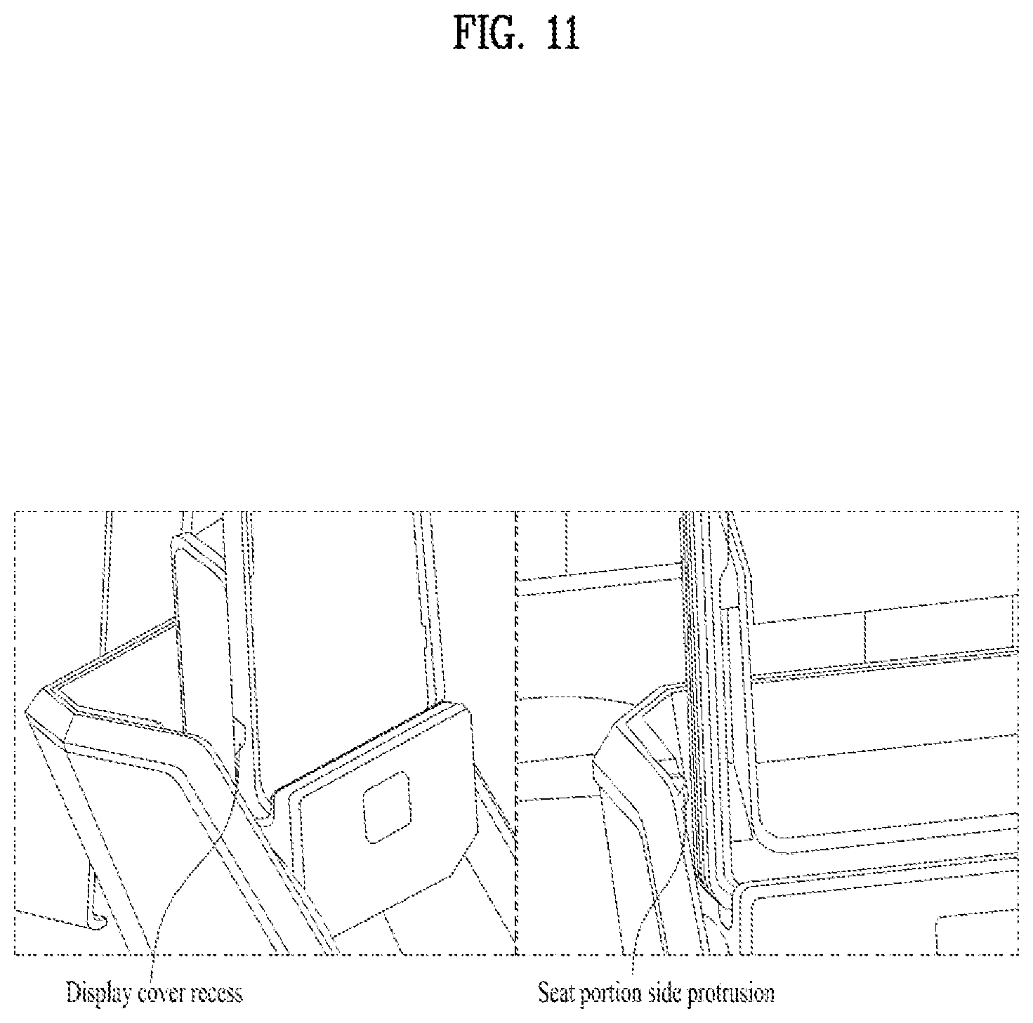 Patent US12583322 Figure 11 – Console display mounting apparatus and console display system using the same