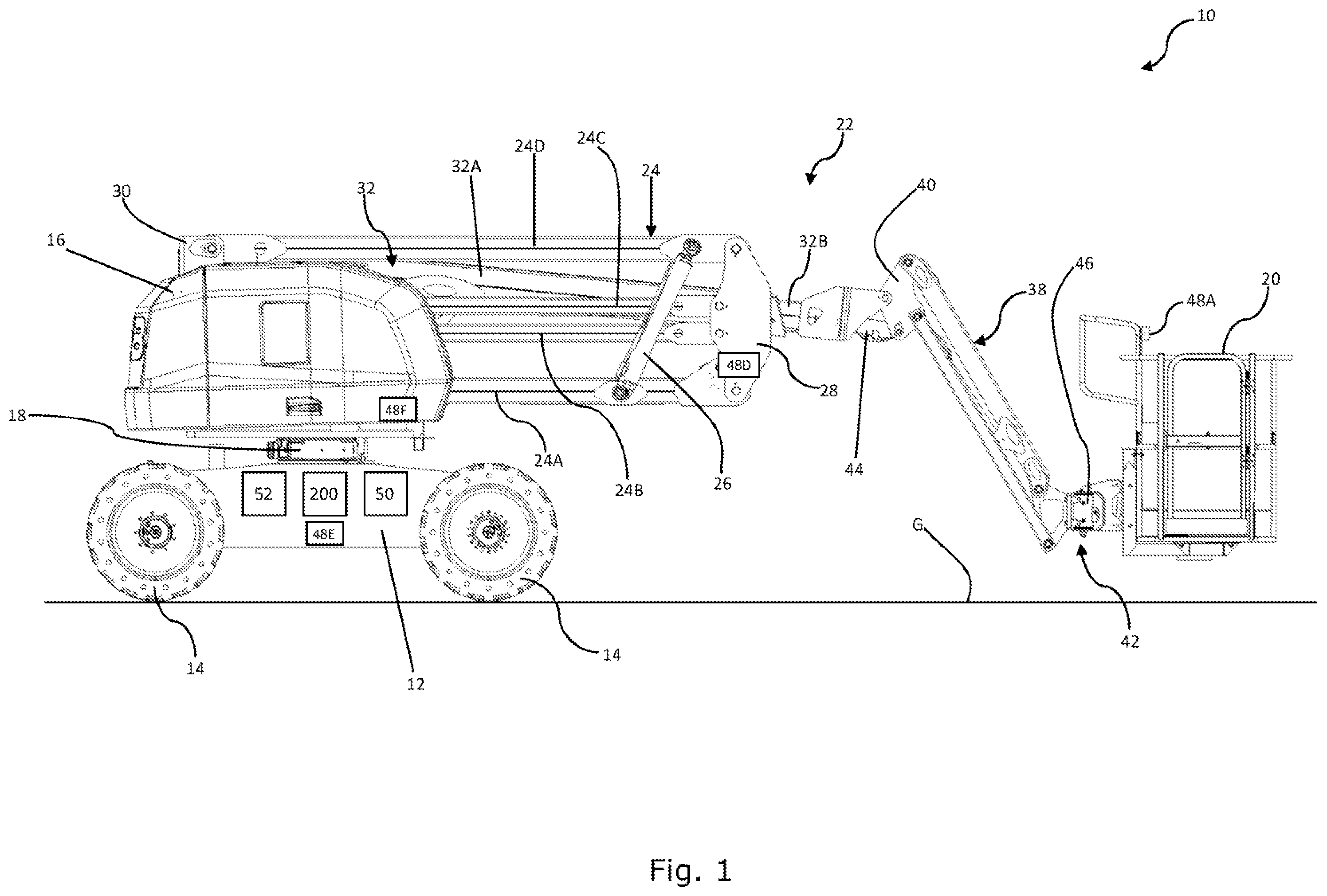 Patent US12583324 Figure 1 – Working vehicle