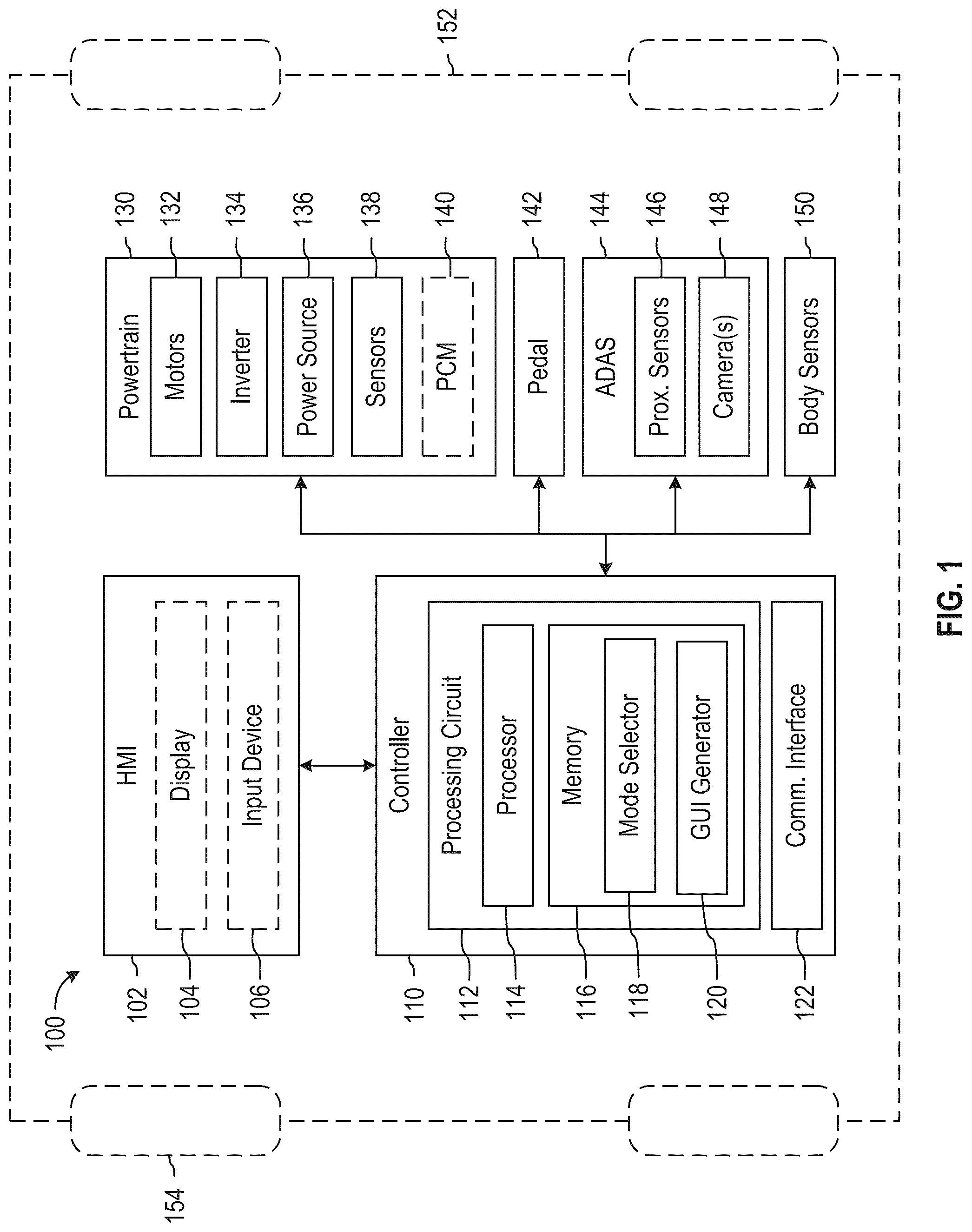 Patent US12583330 Figure 1 – One pedal rocking to free an electric vehicle from a stuck condition