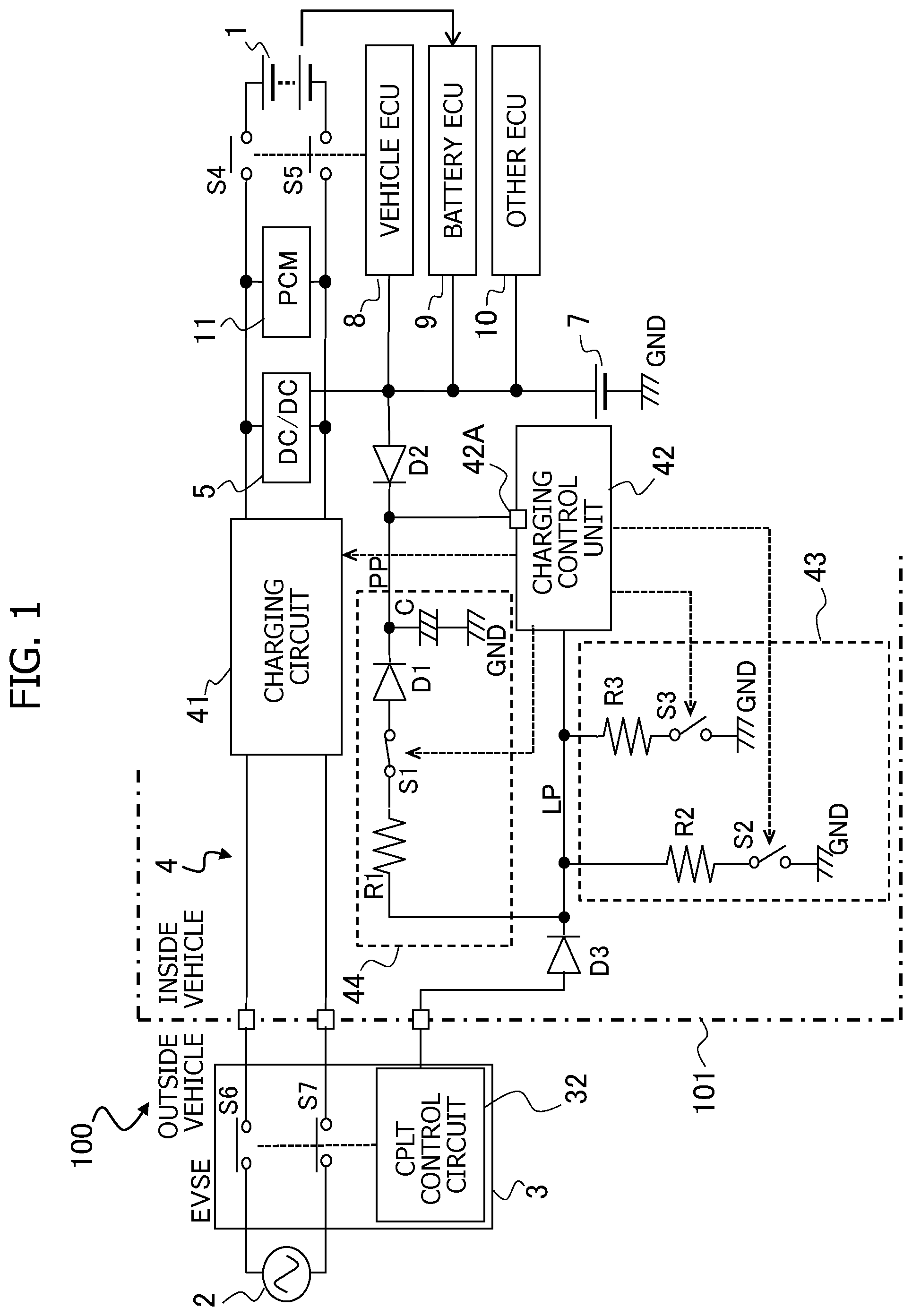 Patent US12583345 Figure 1 – Vehicle charging apparatus, vehicle charging control method, and vehicle charging system
