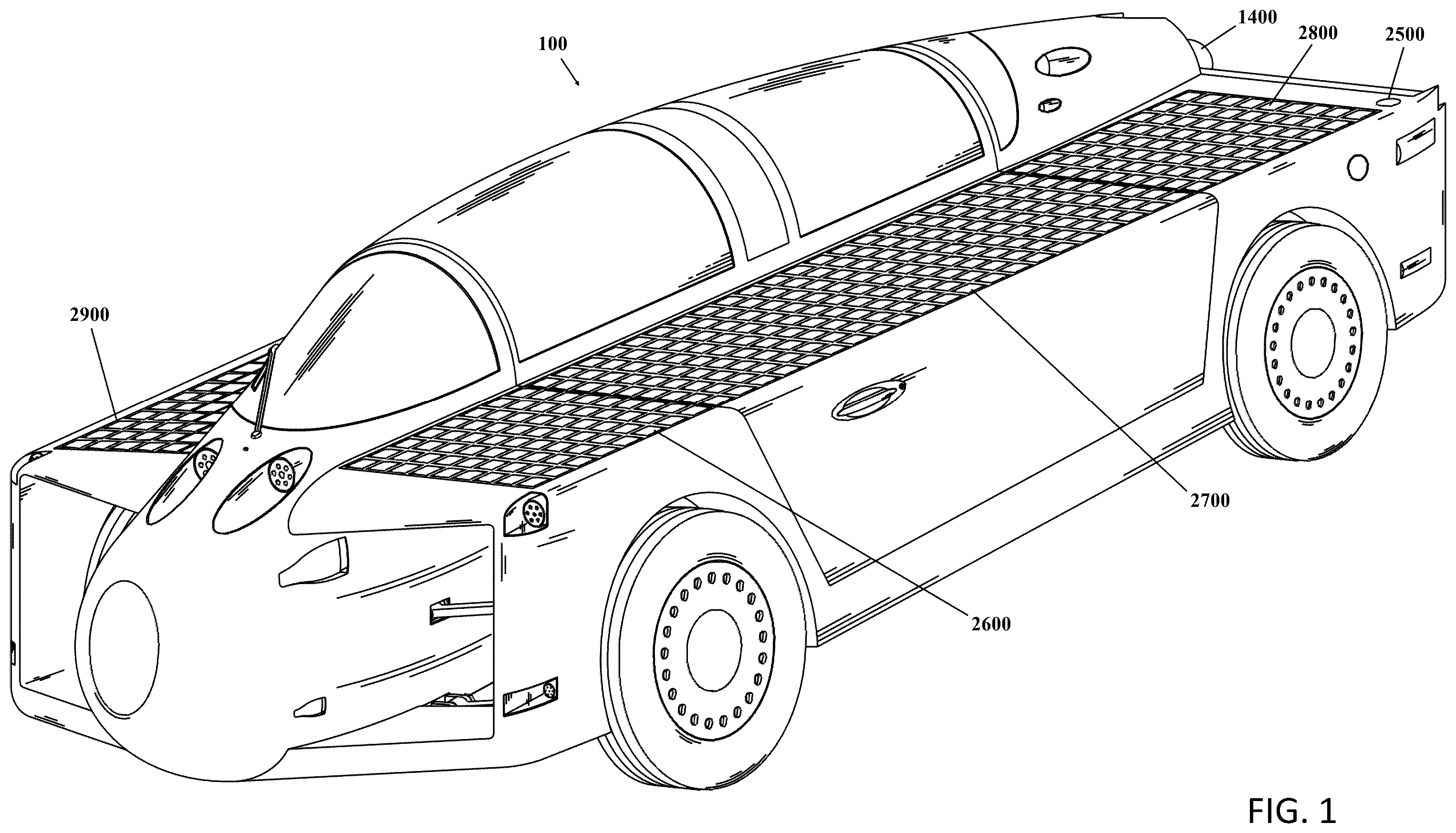 Patent US12583349 Figure 1 – Self-charging electric vehicle (SCEV)