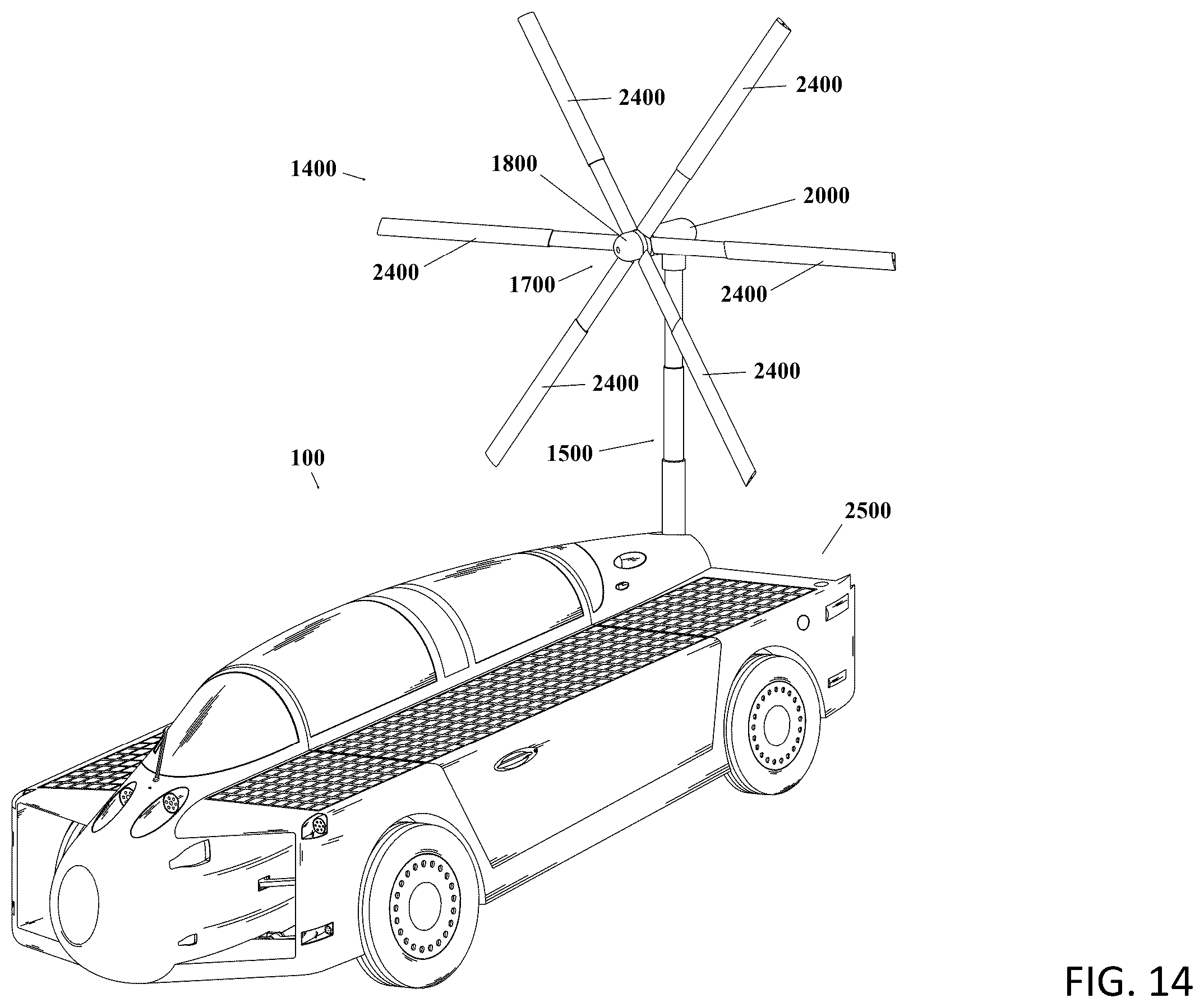 Patent US12583349 Figure 14 – Self-charging electric vehicle (SCEV)