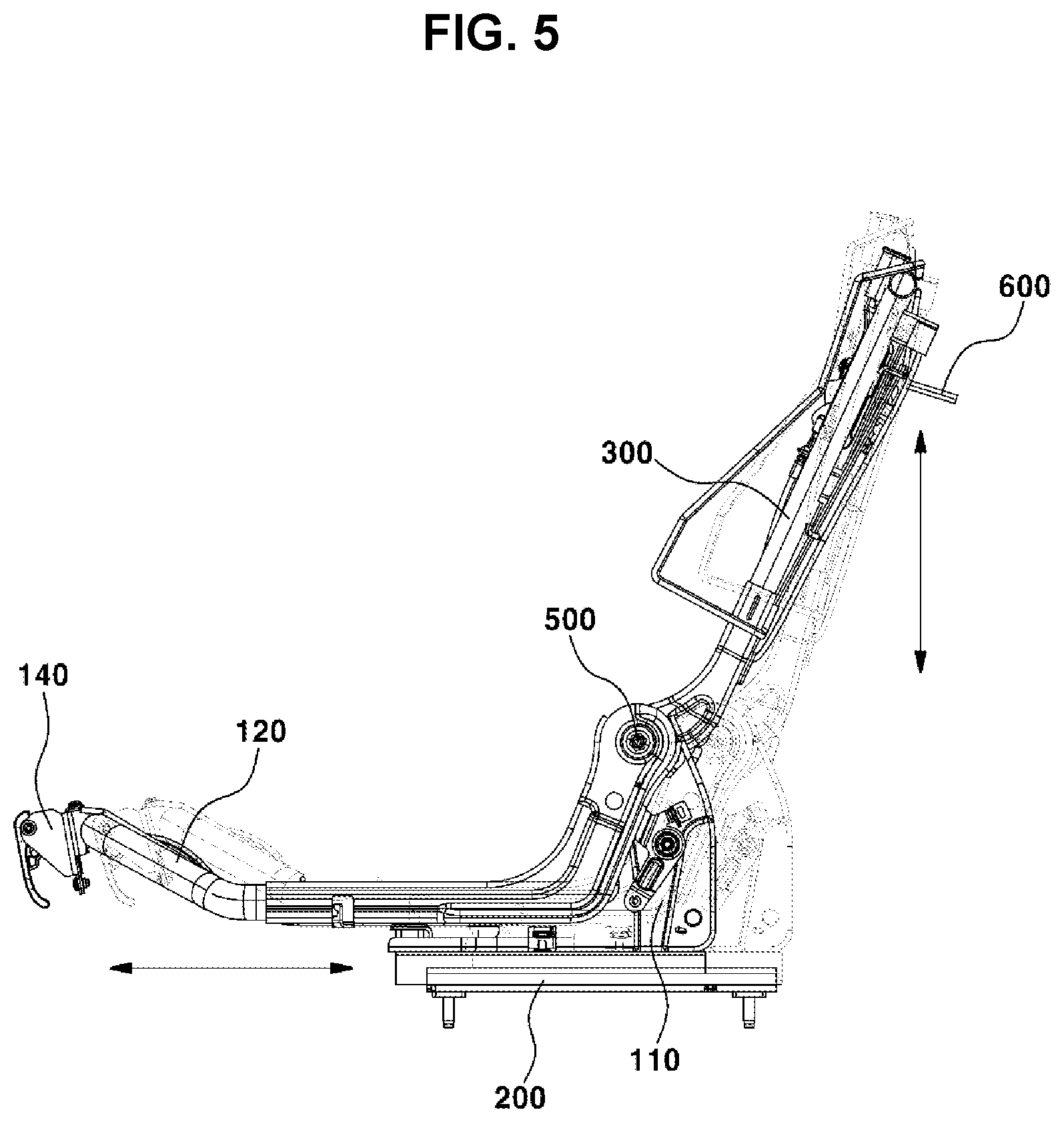 Patent US12583371 Figure 5 – Sliding interlocking reclining seat structure